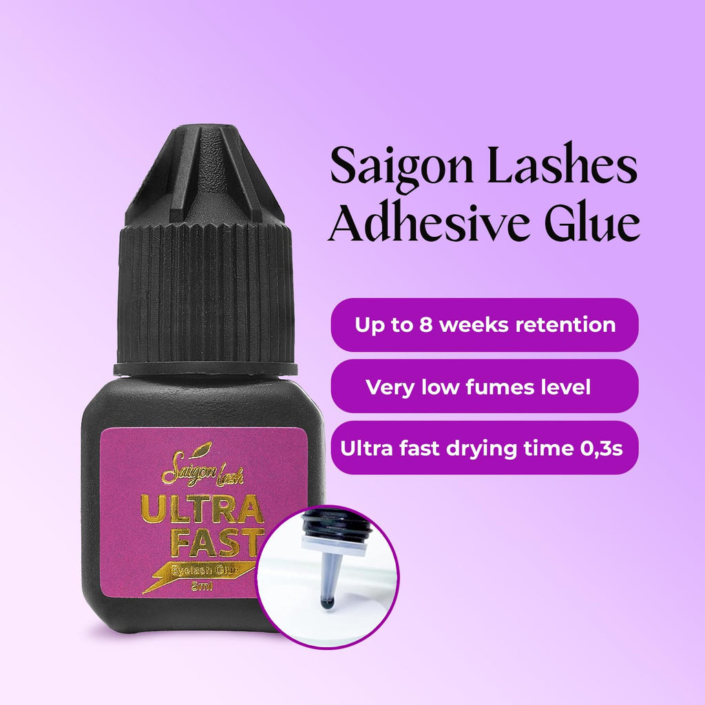SAIGON LASH Ultra-Fast Lash Glue – 0.3s Dry, 6–8 Week Retention, 5ml