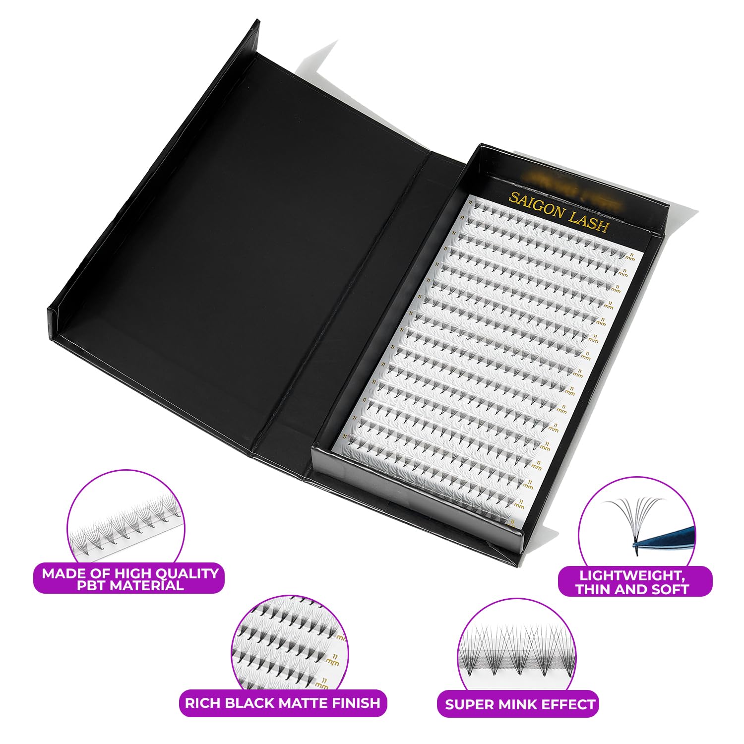 SAIGON LASH Wispy Promade Fans 3D-8D | Narrow Base Laser Tech Eyelash Extensions