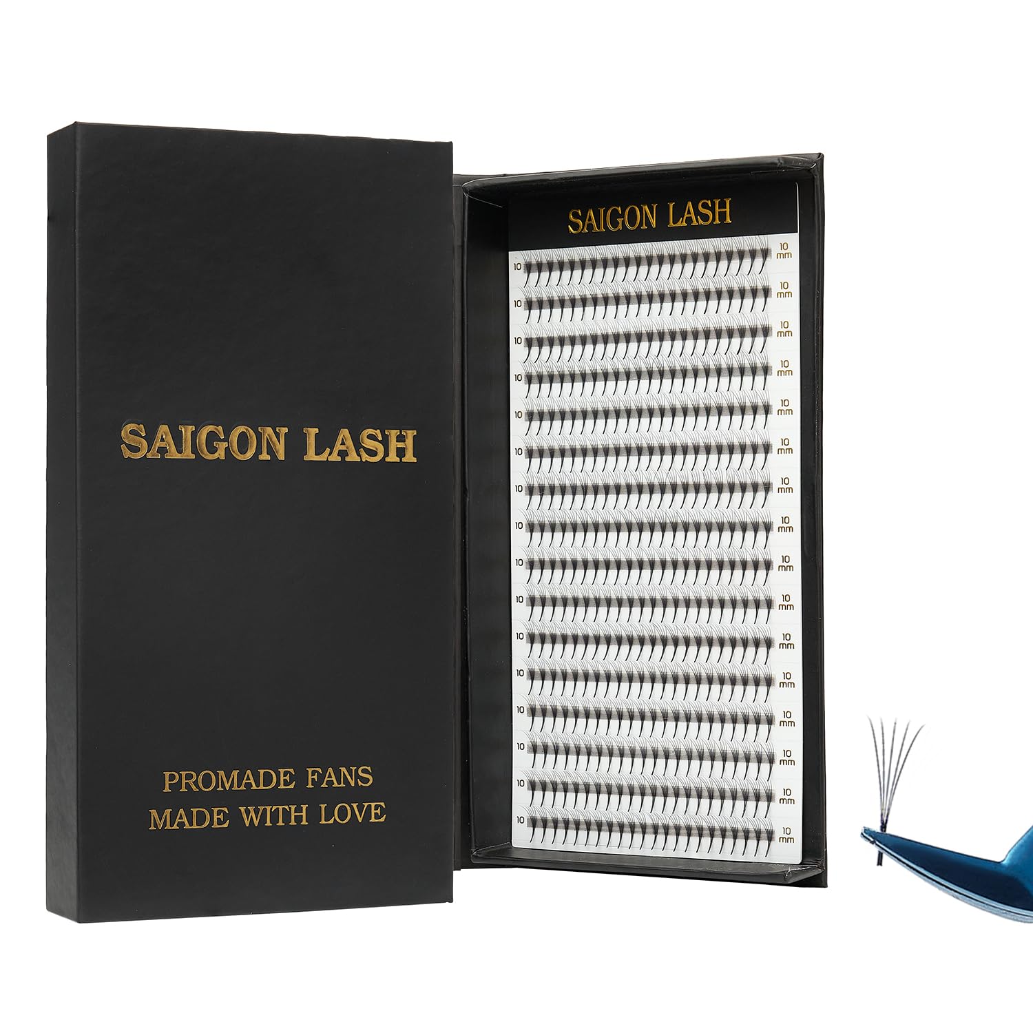 SAIGON LASH Wispy Promade Fans 3D-8D | Narrow Base Laser Tech Lashes (C/D Curl, 6–15mm)