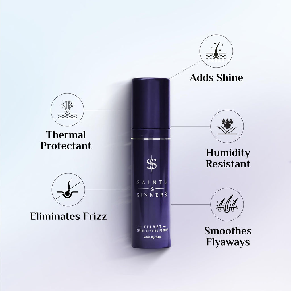 Saints & Sinners Velvet Divine Styling Potion – Award-Winning Thermal Protectant & Anti-Frizz Cream (3.4 oz)