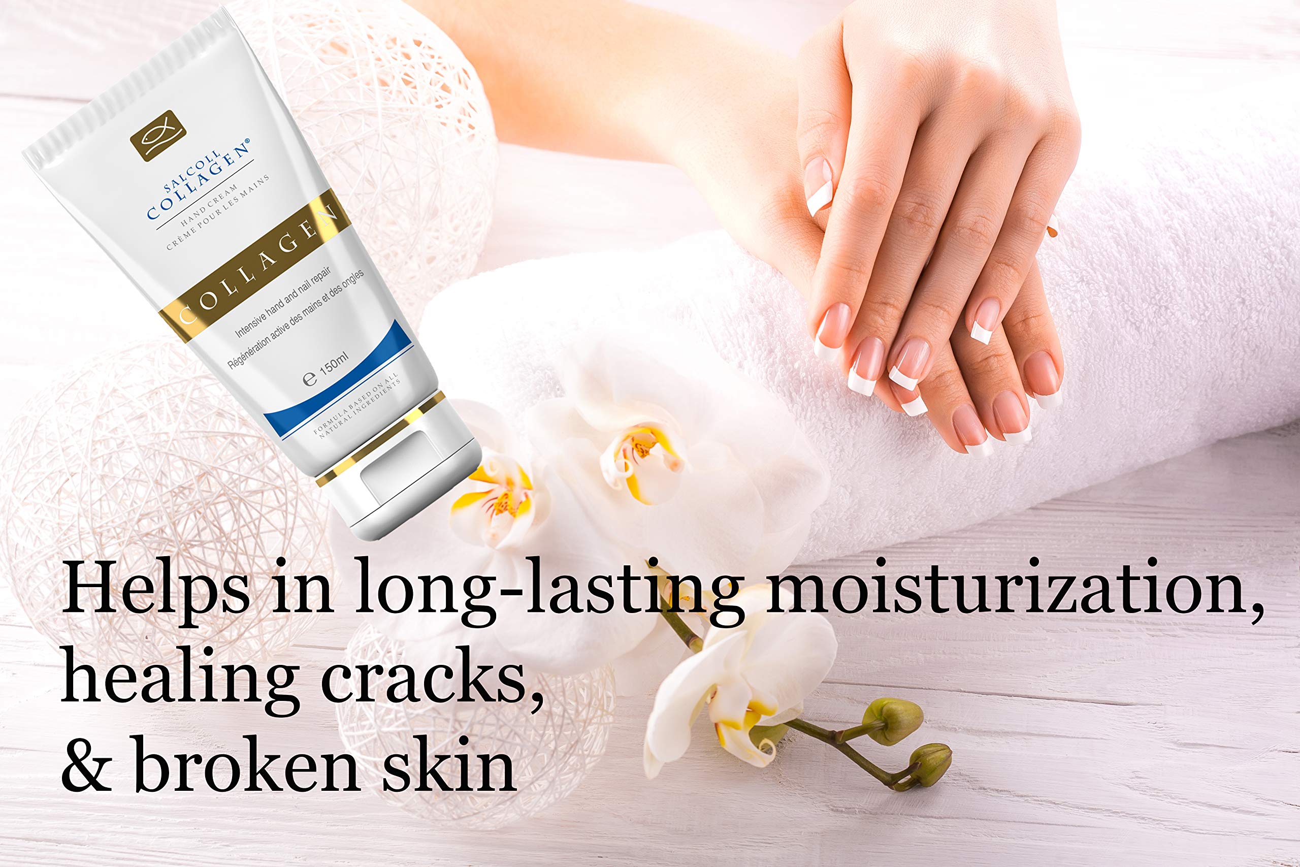 Salcoll Pure Bioactive Anti-Aging Collagen Repair Hand Cream – Hypoallergenic Moisturizer (150 ml)