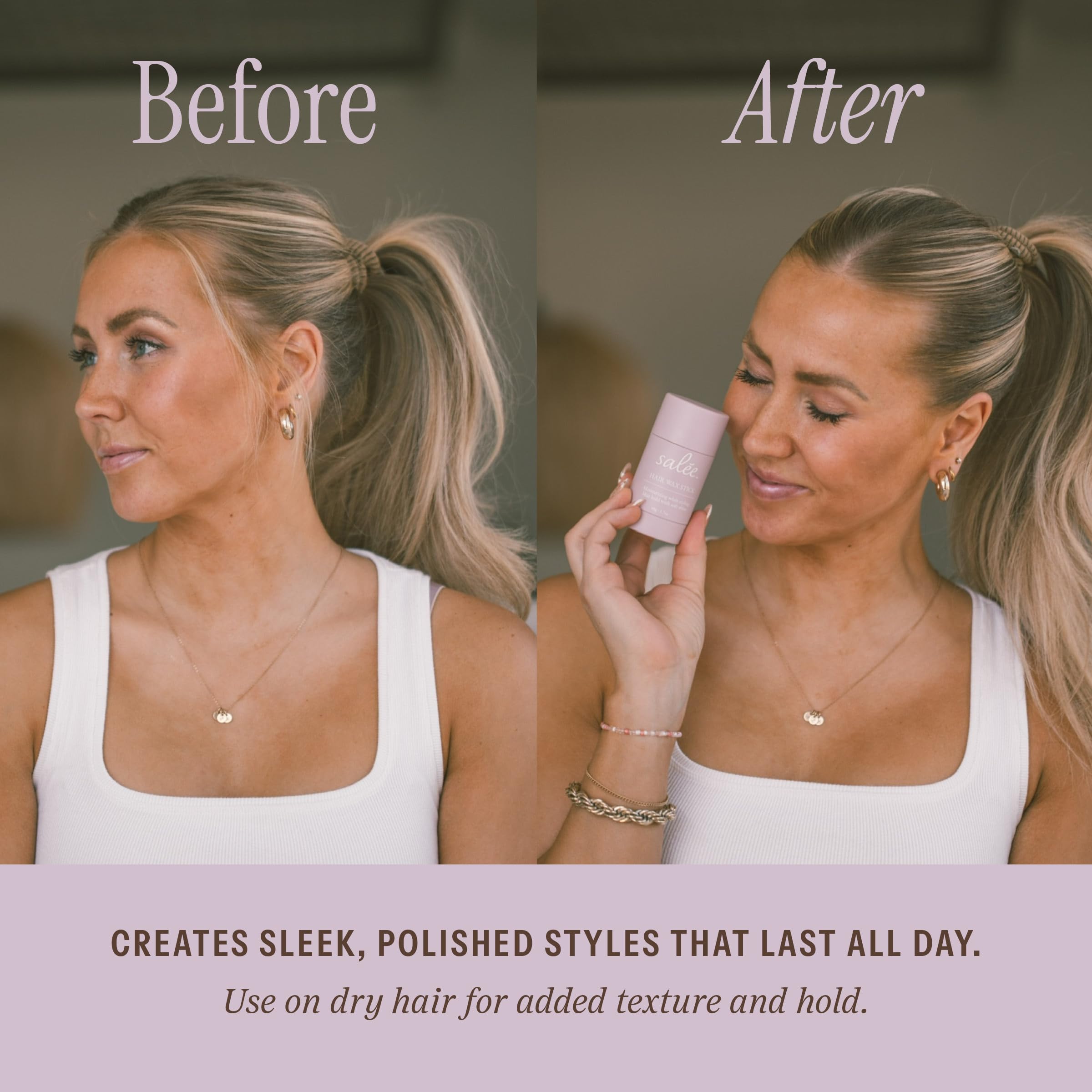 Salée Hair Wax Stick | All-Day Hold for Slick Back Ponytails | Non-Toxic Clean Ingredients
