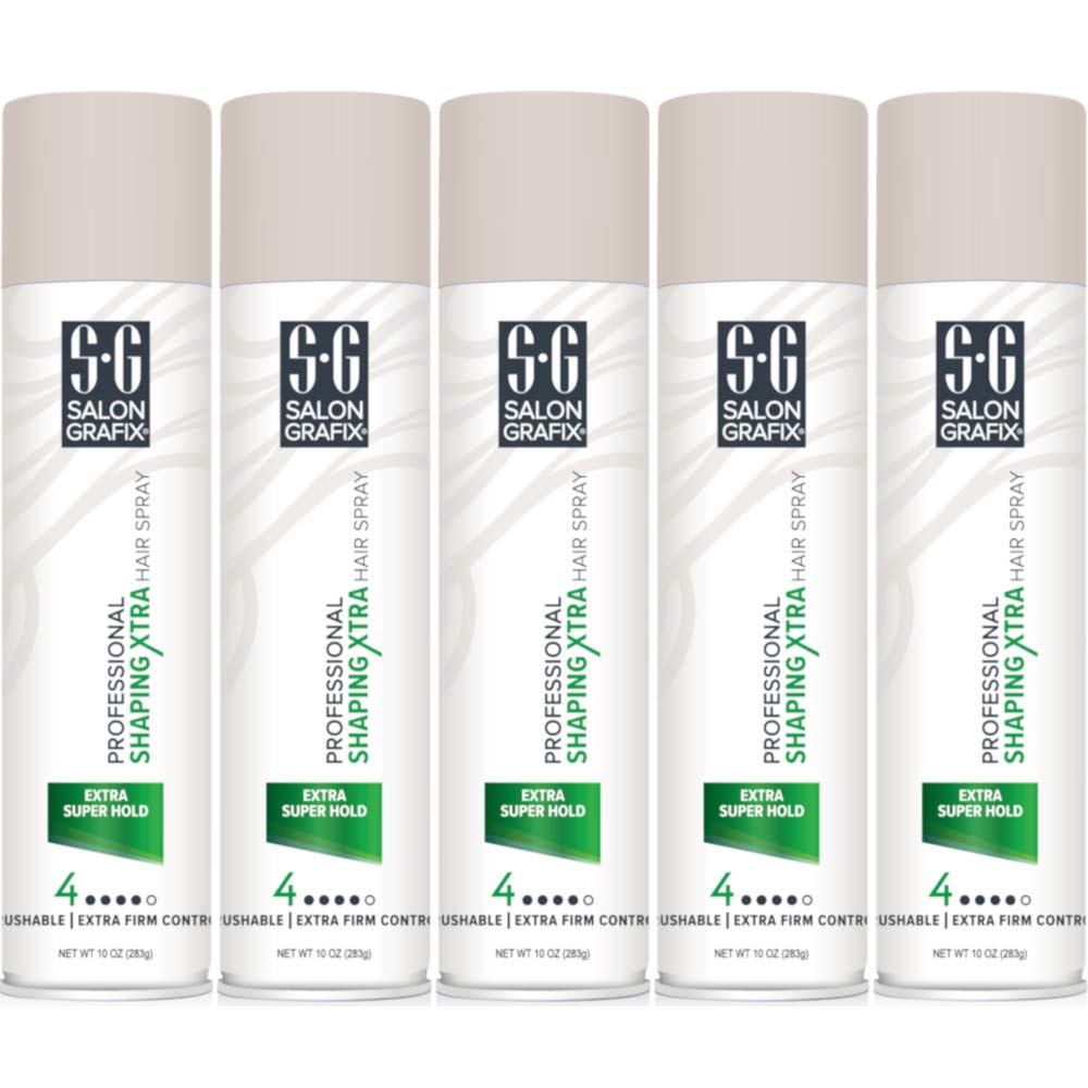 Salon Grafix Shaping Xtra Hair Spray – Extra Hold, 10 oz (5-pack)