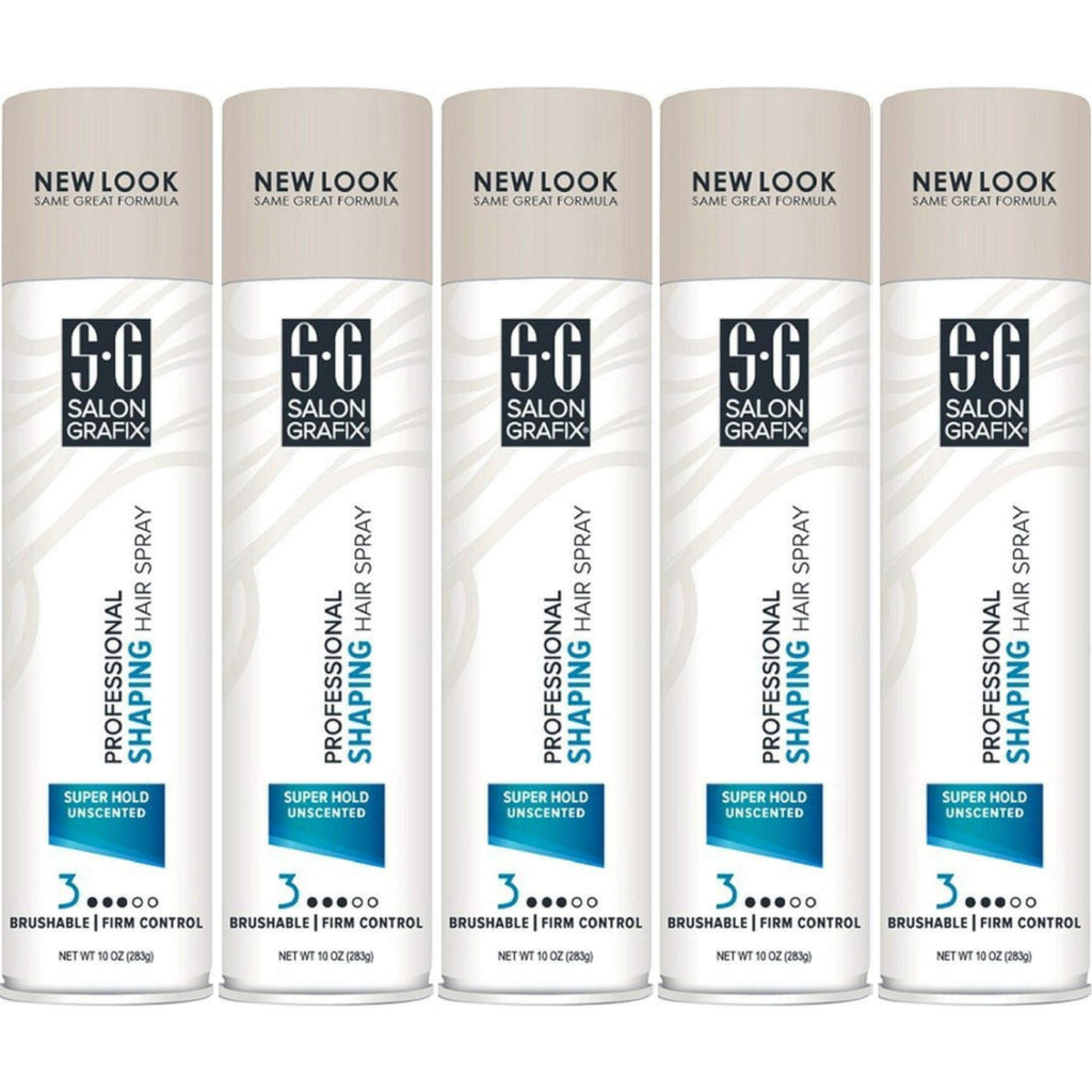 Salon Grafix Unscented Shaping Hair Spray — 10 oz, 5-Pack | Fast-Drying, Humidity-Resistant Hold