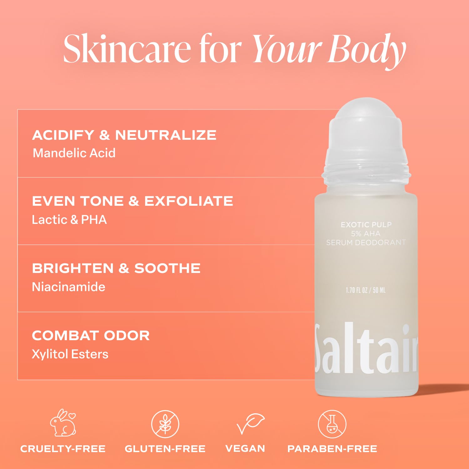 Saltair Serum Deodorant Exotic Pulp 2-Pack – 5% AHA, Aluminum-Free