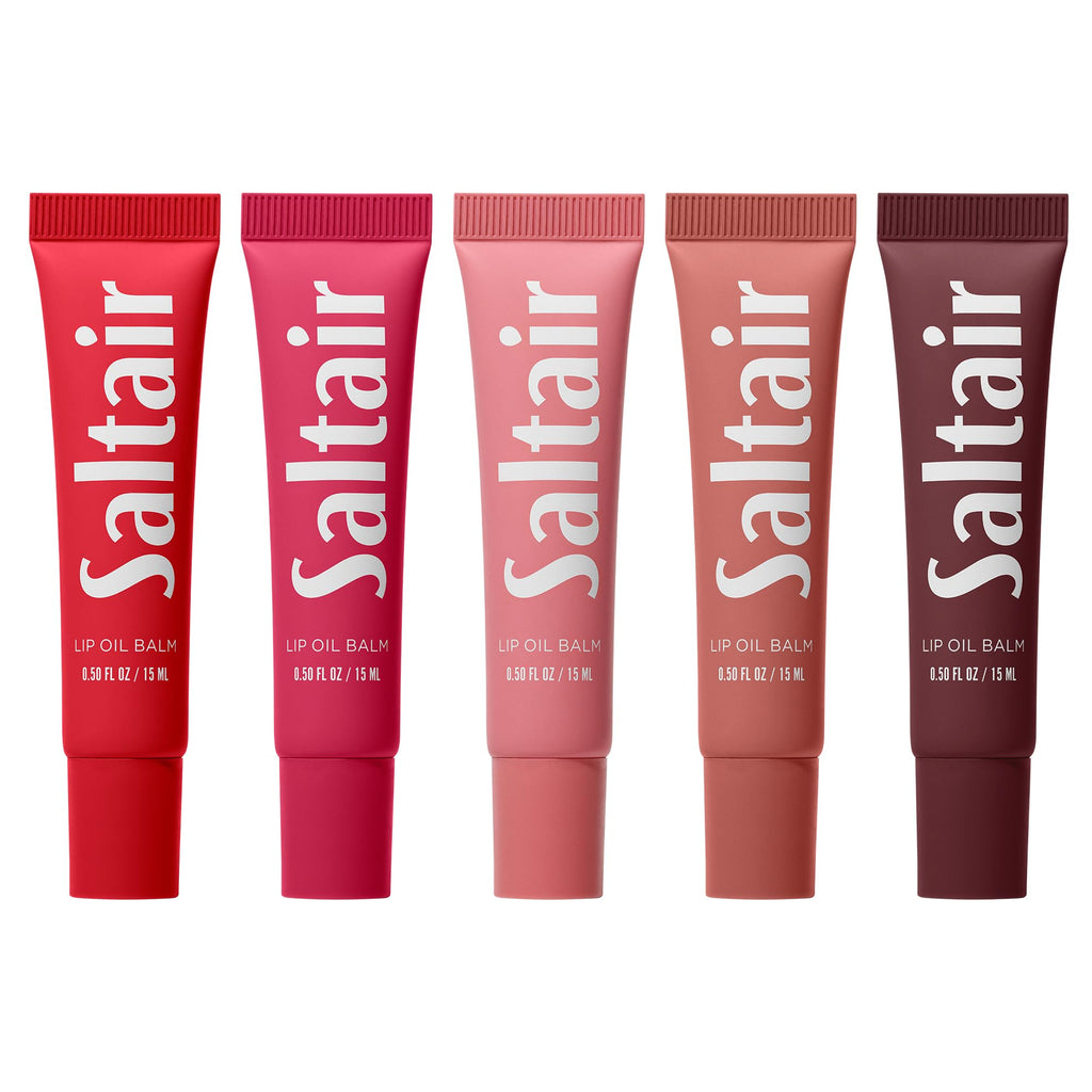 Saltair Hydrating Lip Oil Balm 5-Pack – Clear & Tinted Lip Glosses, Vegan Conditioning