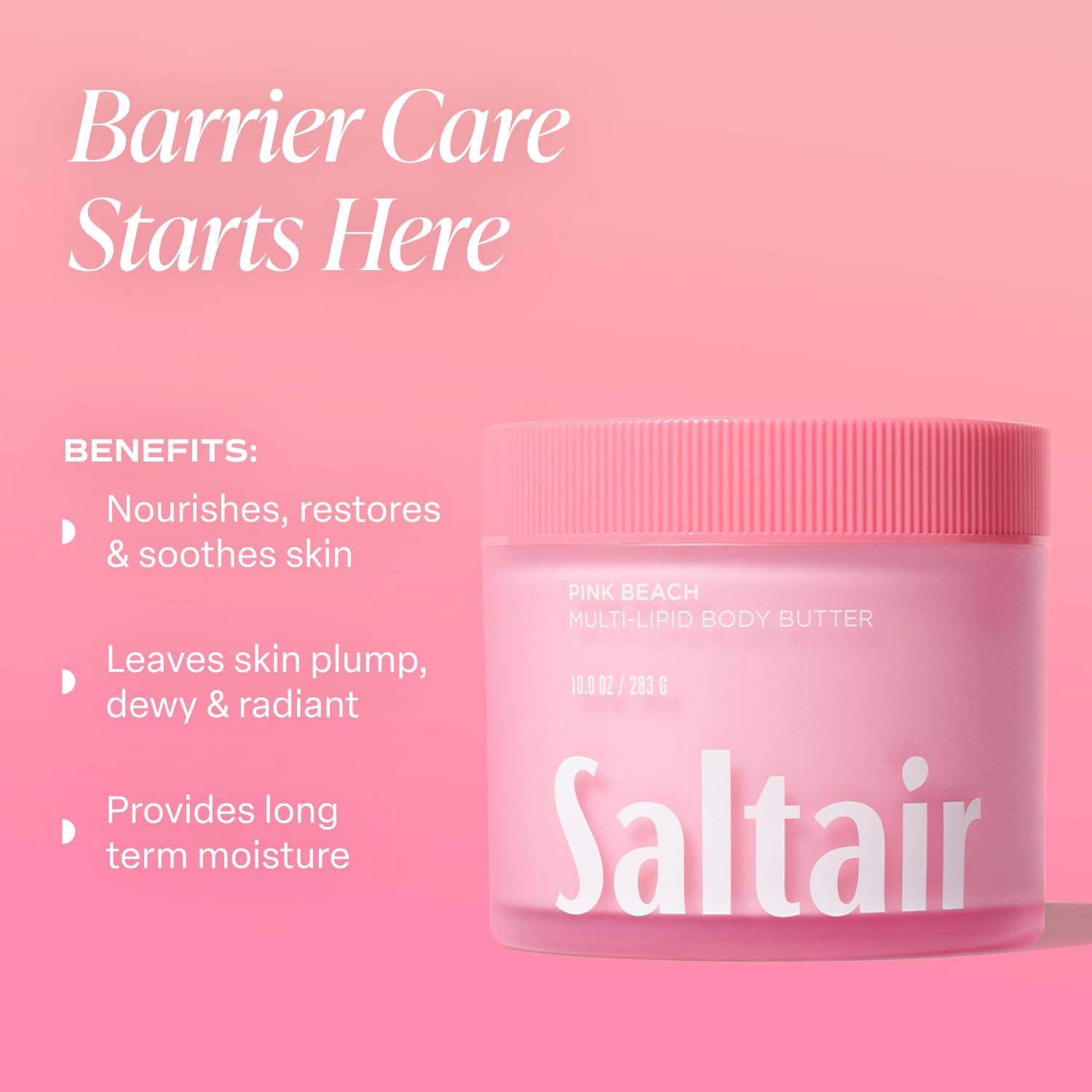Saltair Multi-Lipid Body Butter – Rich Hydration with Ceramide Complex, Coconut Oil & Sea Buckthorn (10oz) Pink Beach