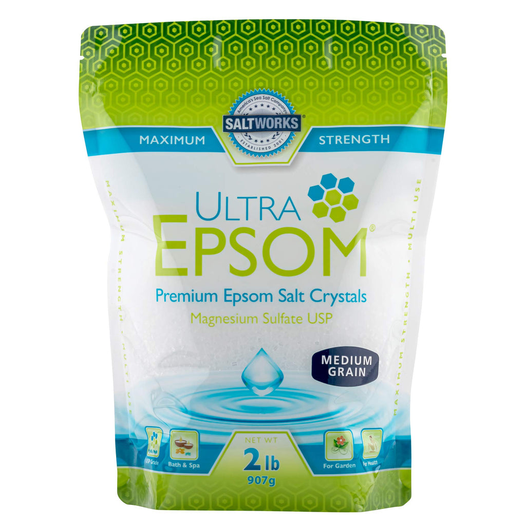 SaltWorks Ultra Epsom Premium Bath Salt - Medium Grain, 2 lb Bag