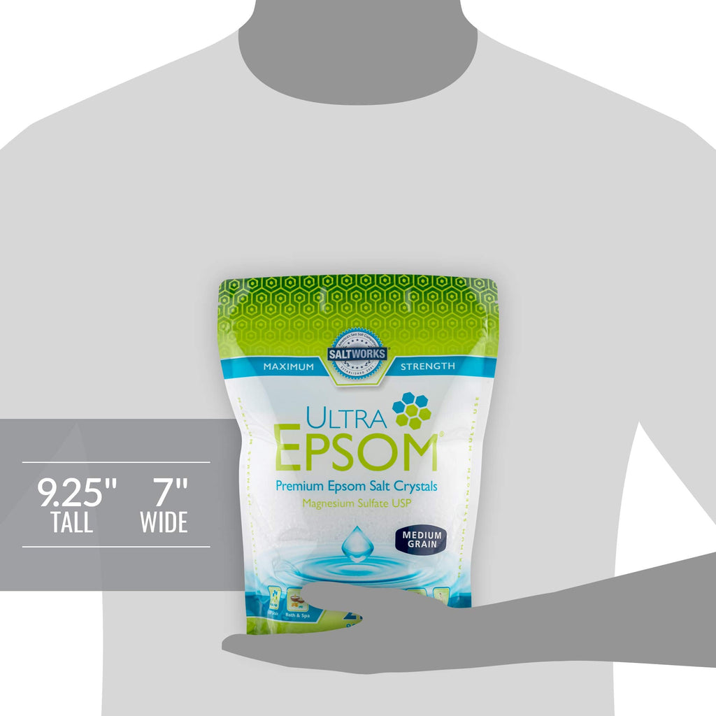 SaltWorks Ultra Epsom Premium Bath Salt - Medium Grain, 2 lb Bag