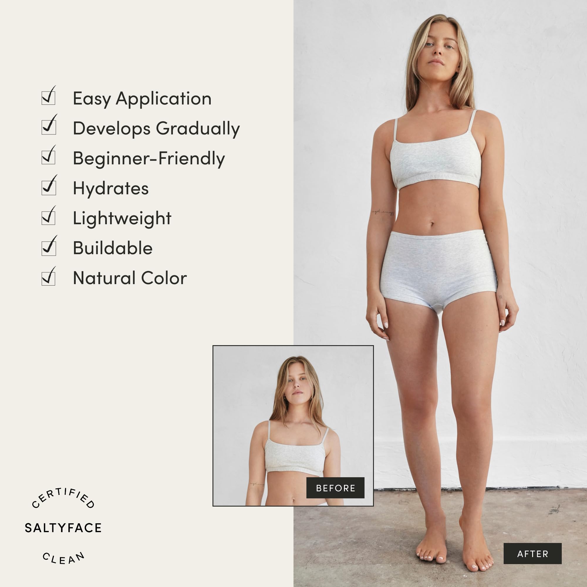Saltyface Tanning Foam (Light to Medium) – Self Tanner for Body, No Color Transfer
