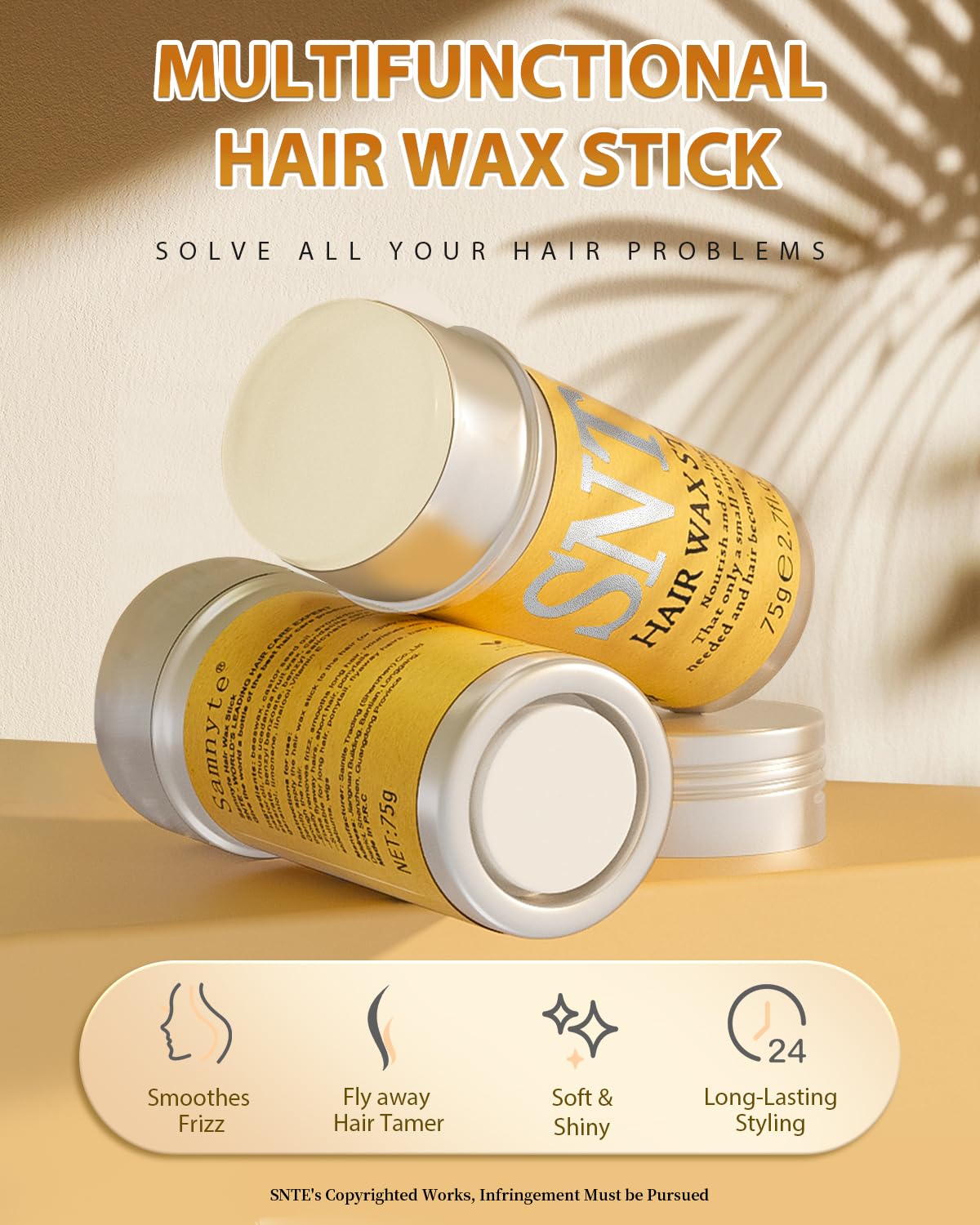 Samnyte Hair Wax Stick 2-Piece Pack – Non-Greasy Flyaway & Frizz Styler