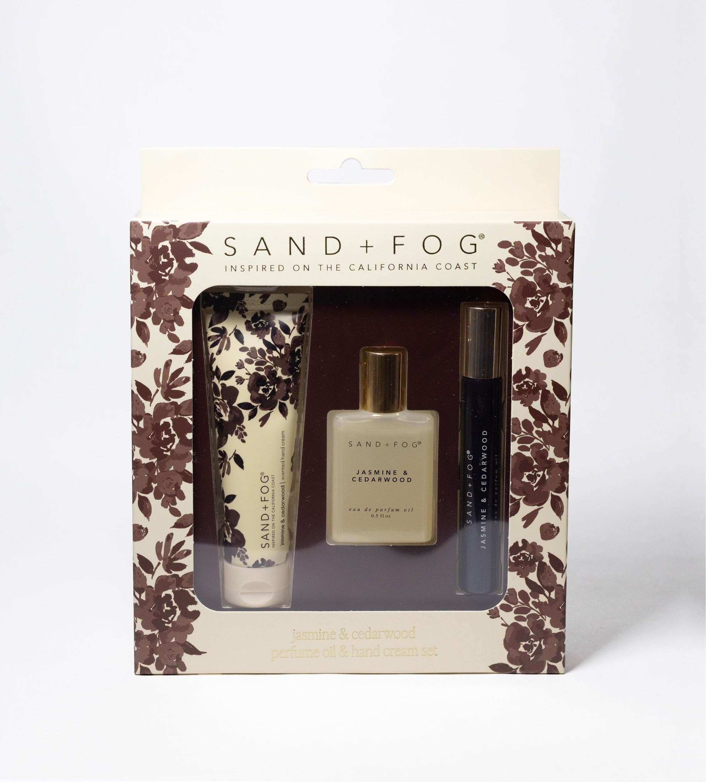 Sand + Fog Jasmine & Cedarwood Gift Set | Hand Cream & Perfume Oil Rollerball