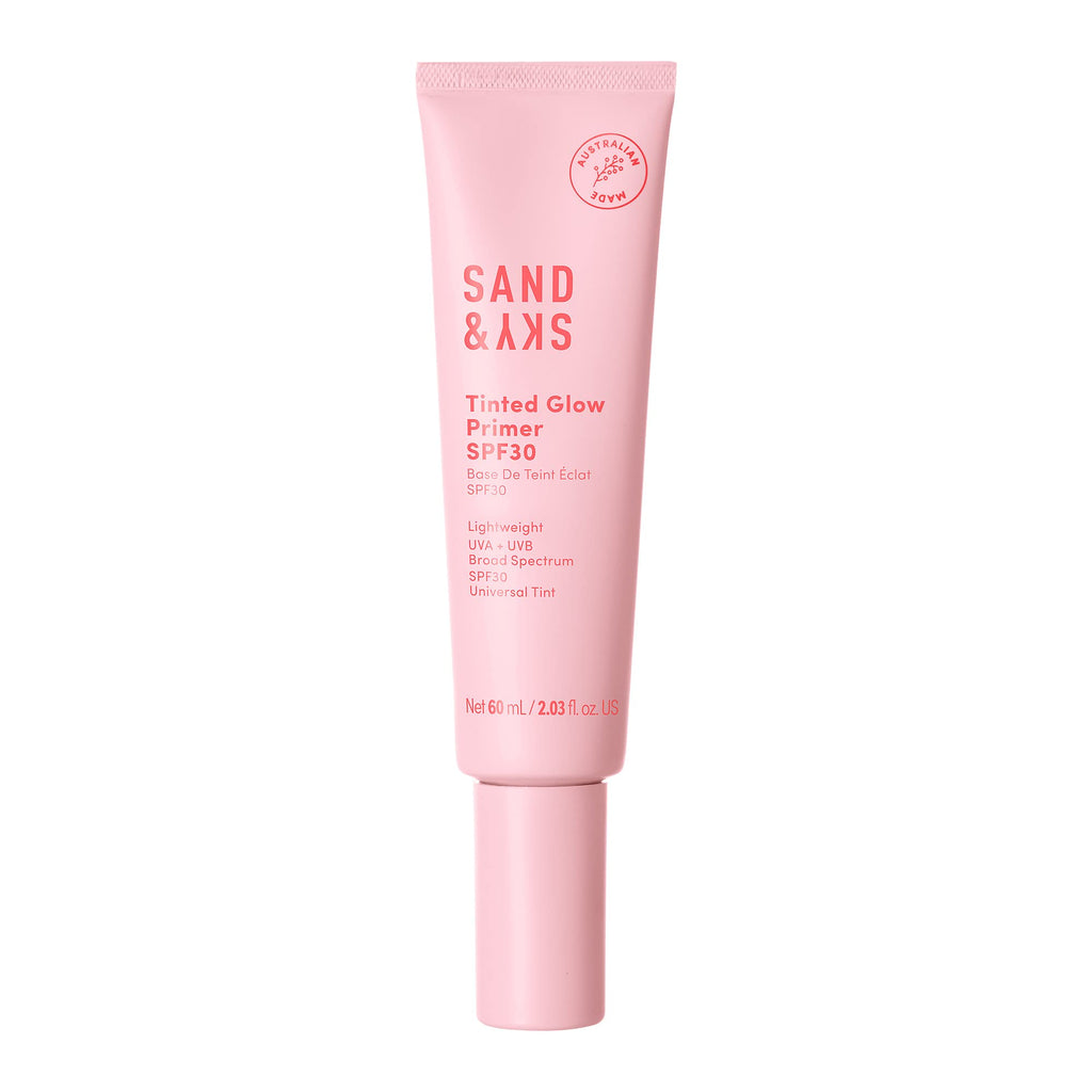 Sand & Sky Tinted Glow Primer SPF 30 – Australian Made Hydrating Primer with Rosy Tint & Broad Spectrum Protection