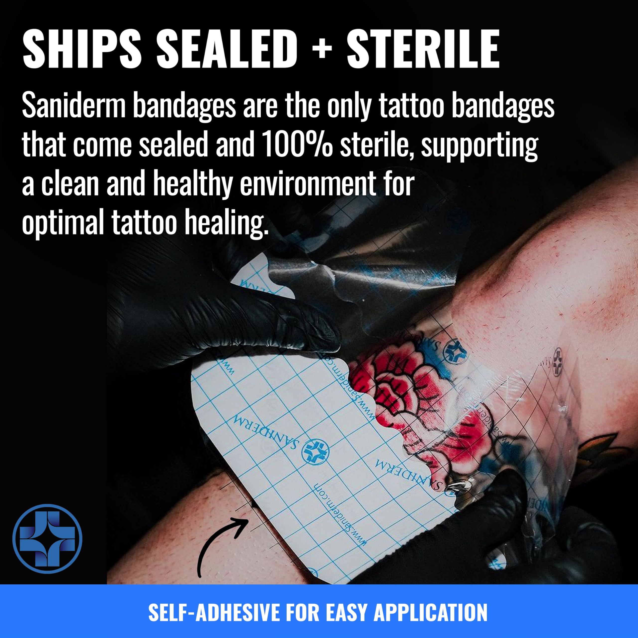 Saniderm Tattoo Aftercare Bandage – 3 Sheets (Medium Pack, 6 x 8 in) | Sterile, Waterproof, Latex-Free