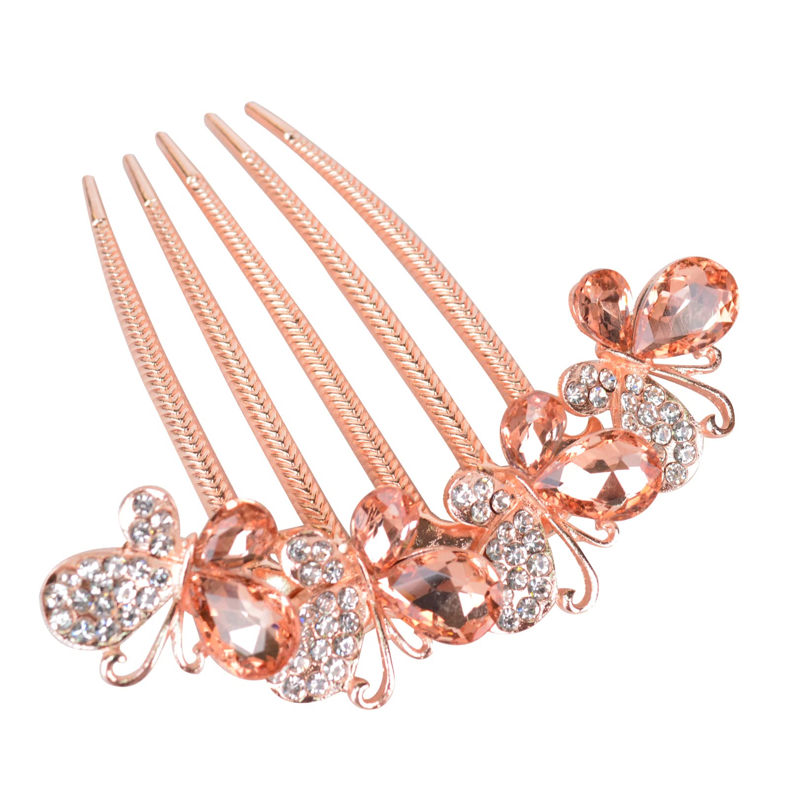 Sankuwen Flower Rhinestones Hair Comb – Style B (Champagne) | Elegant Wedding Accessory
