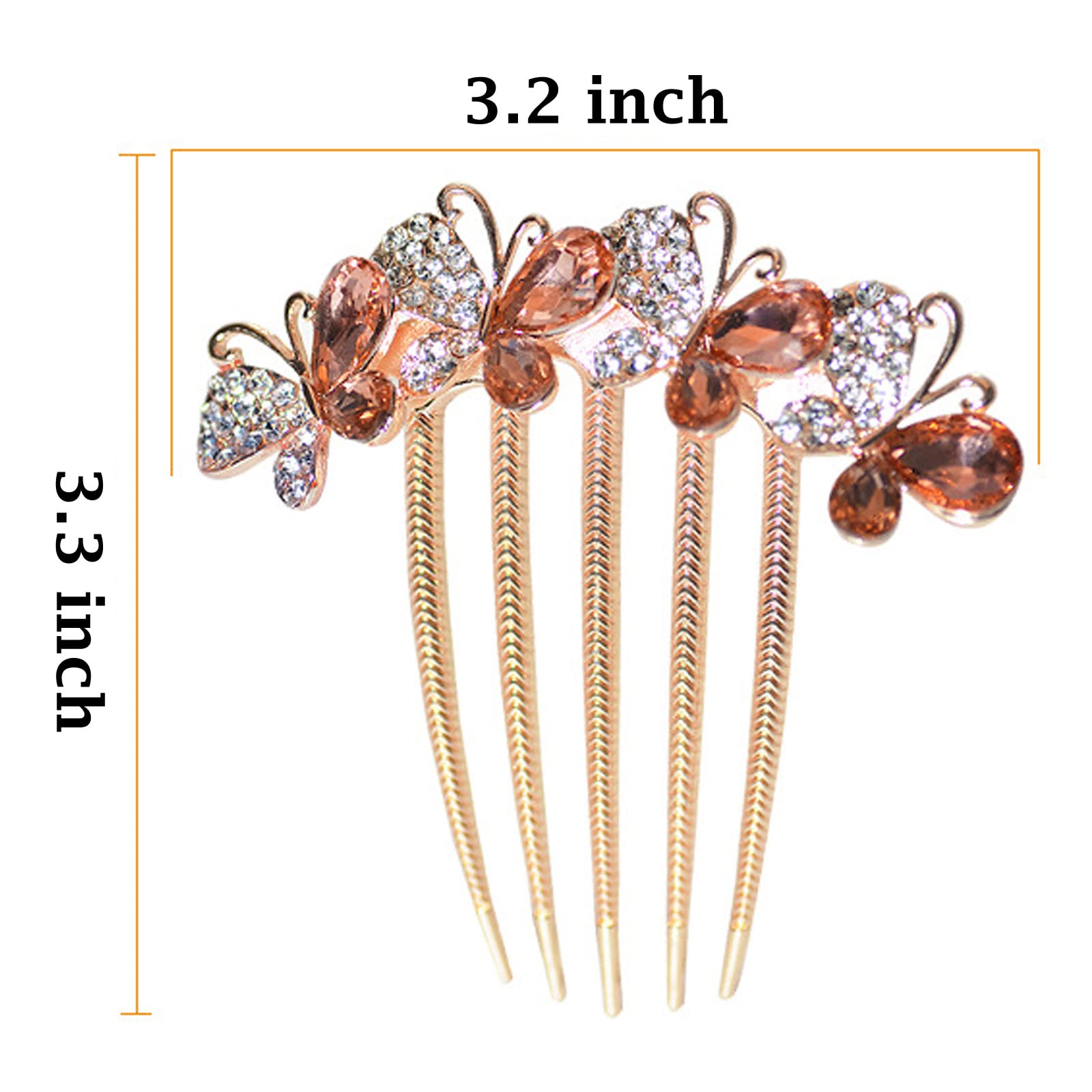 Sankuwen Flower Rhinestones Hair Comb – Style B (Champagne) | Elegant Wedding Accessory