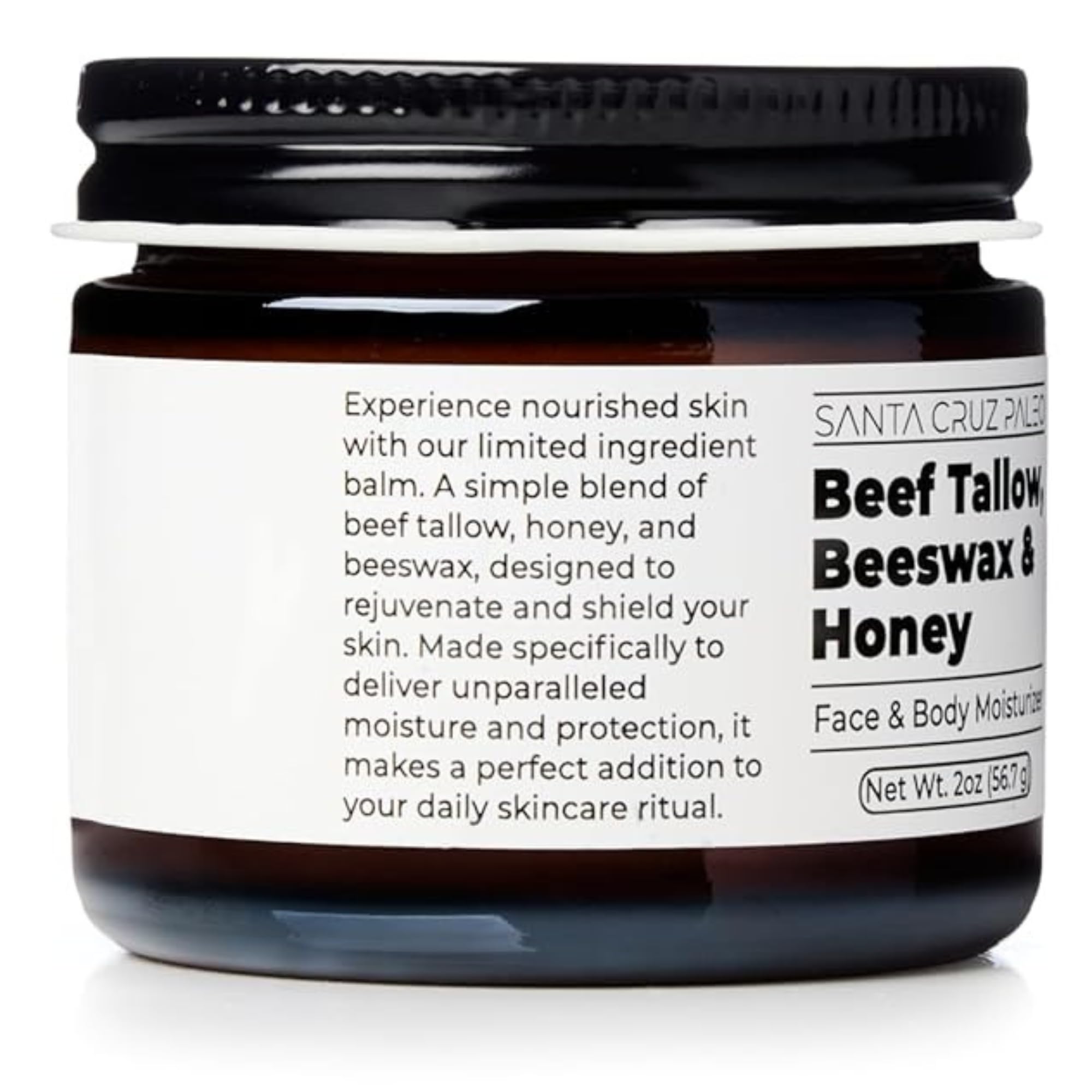 Santa Cruz Paleo Beef Tallow Honey Moisturizer — Unscented, Non-Comedogenic, 2 oz