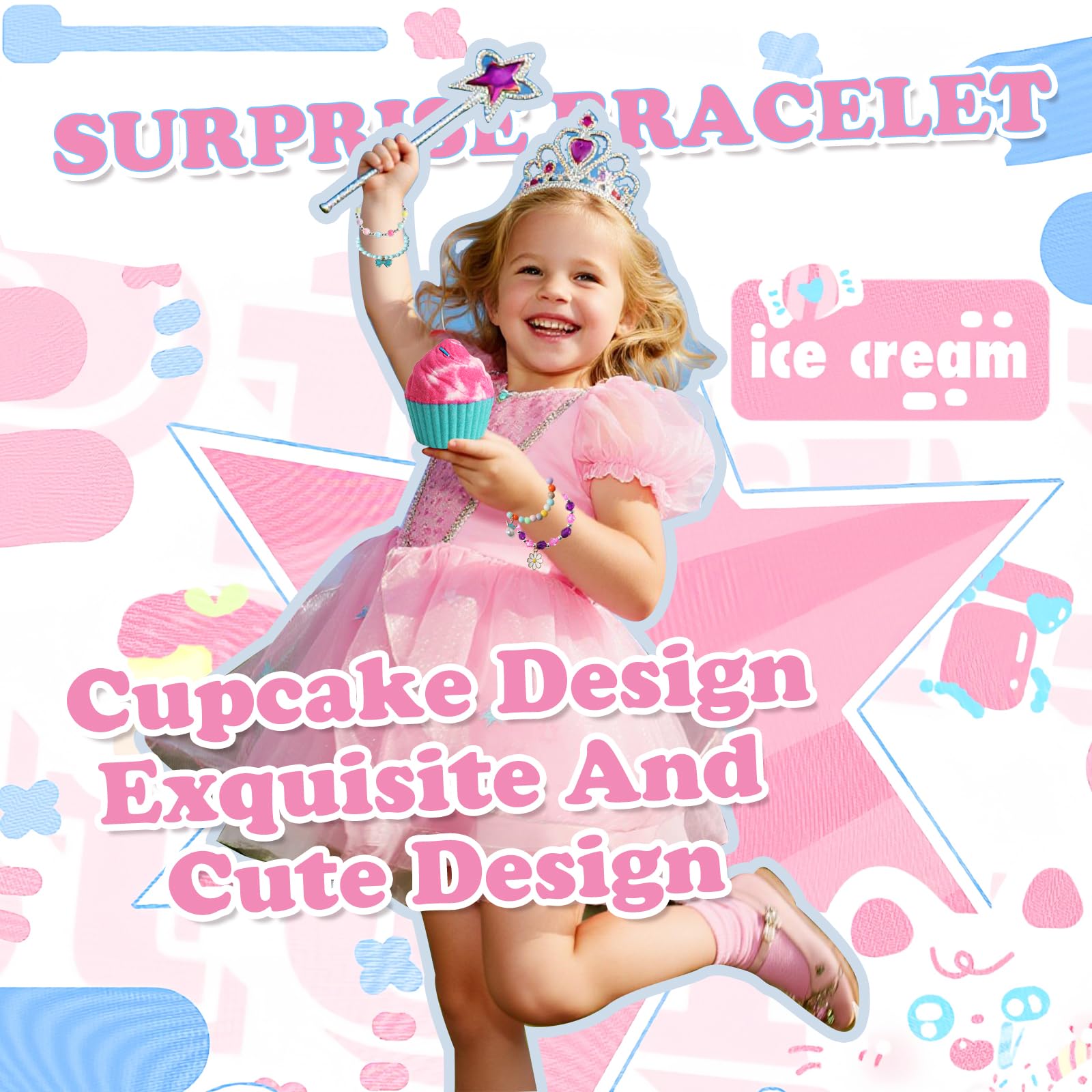 Santrela Cupcake Bath Bombs for Kids – 8-Pack Gift Set with Surprise Jewelry Inside