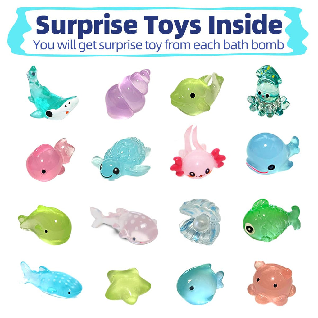 Santrela Sea Shell Bath Bombs for Kids — 12-Pack with Surprise Toys Inside