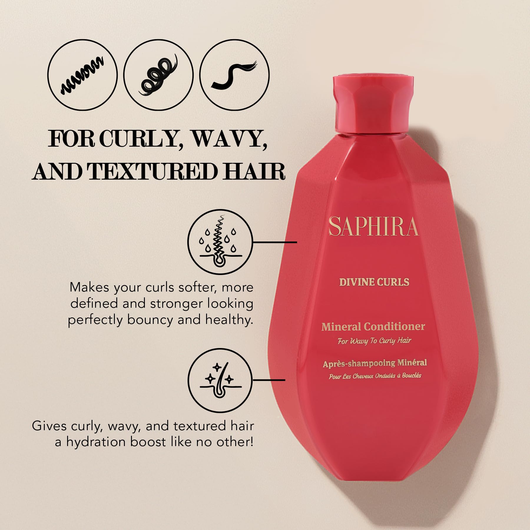 Saphira Divine Curls Conditioner - 8.5oz / 250ml | Hydrating Curl Care