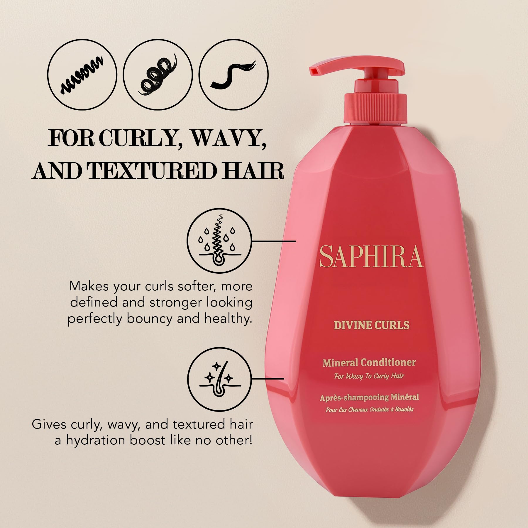 Saphira Divine Curls Conditioner 34oz / 1000ml – Hydrating Curl Care