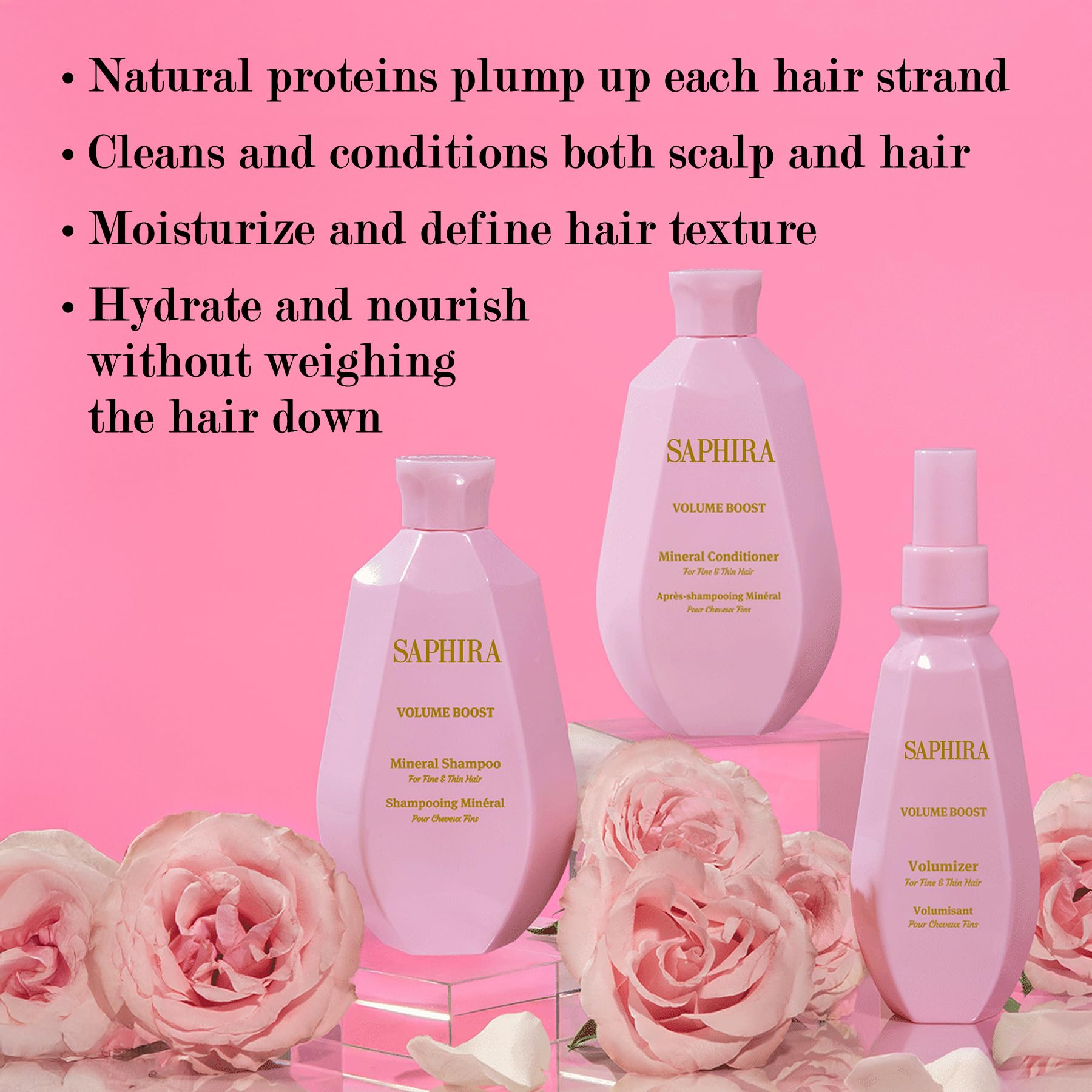 Saphira Volume Boost Shampoo & Conditioner Duo – 8.5oz/250ml