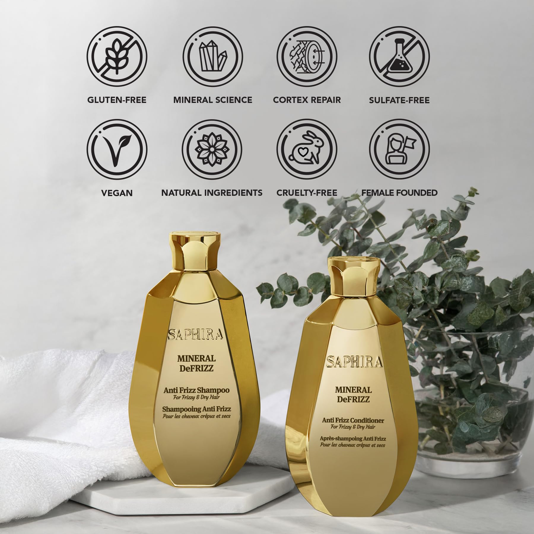 Saphira Mineral DeFrizz Anti Frizz Shamopo Shampoo – 8.5 oz / 250 ml