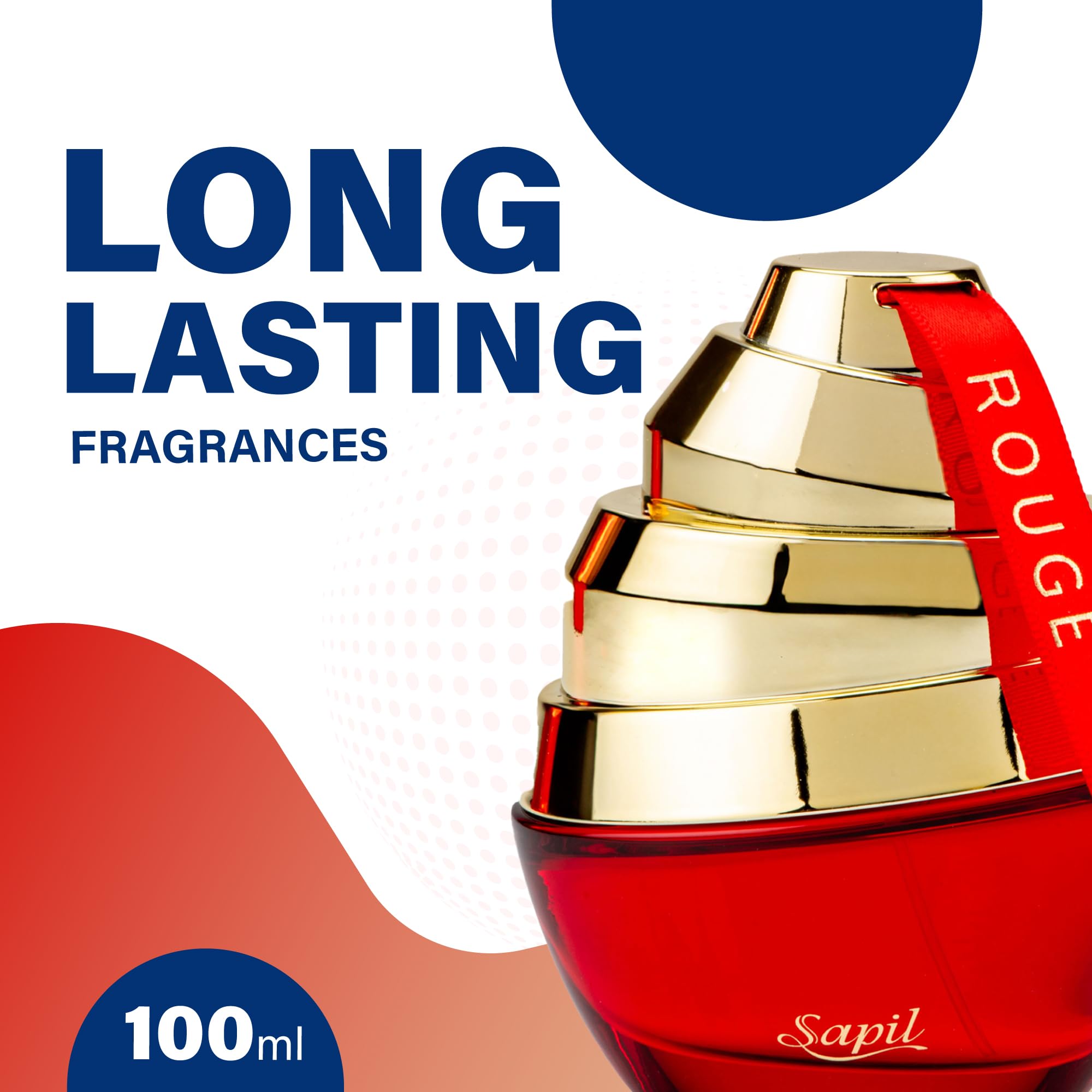 Sapil Rouge Eau de Parfum for Women – Long-Lasting Amber Floral, 3.4 oz / 100 ml