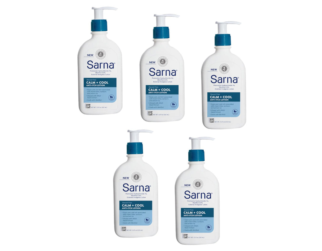 Sarna Calm + Cool Anti-Itch Lotion – Steroid-Free, 7.5 Fl. Oz. (Pack of 5)