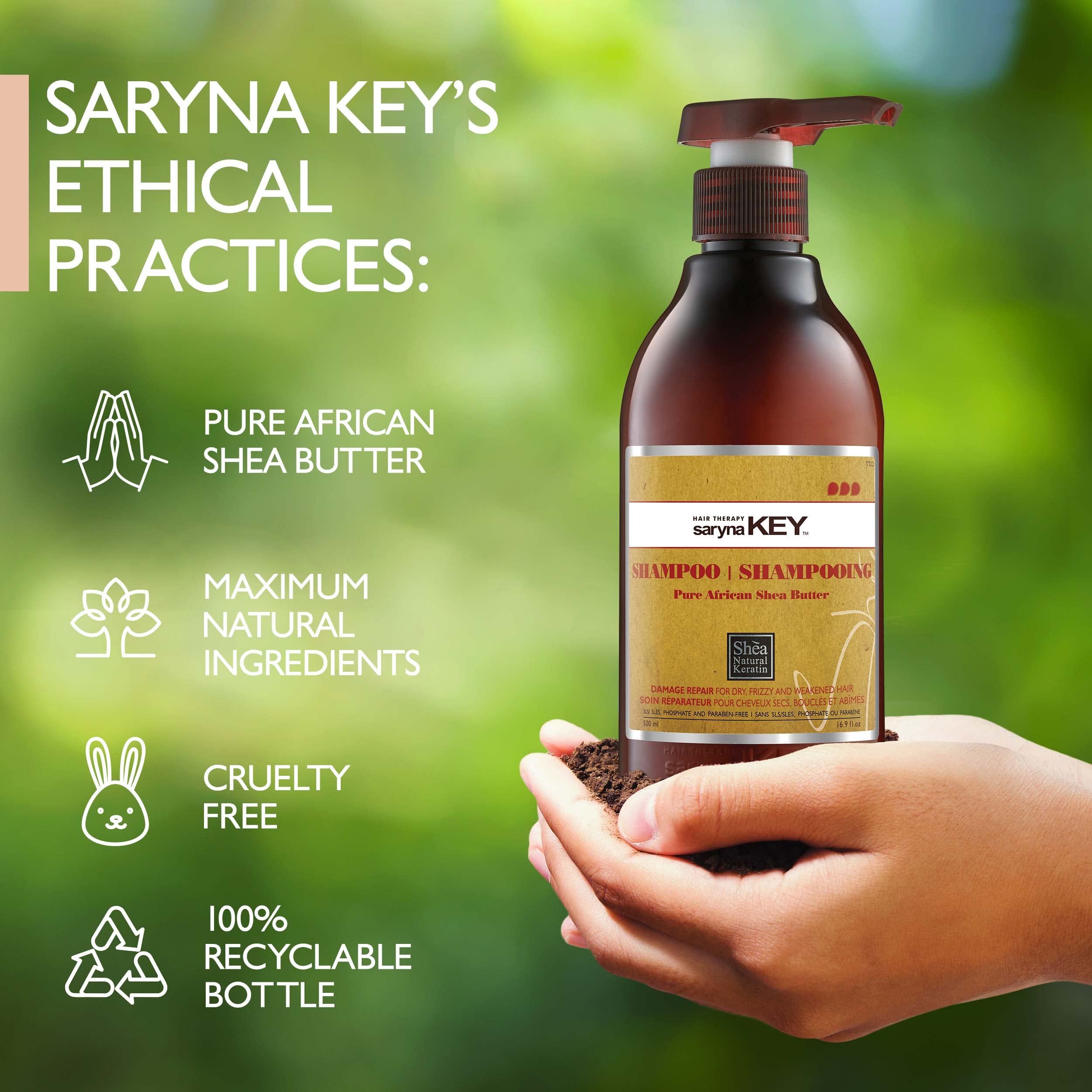 Saryna Key Damage Repair Light Shampoo – 300ml | Shea Butter for Dry, Frizzy Hair