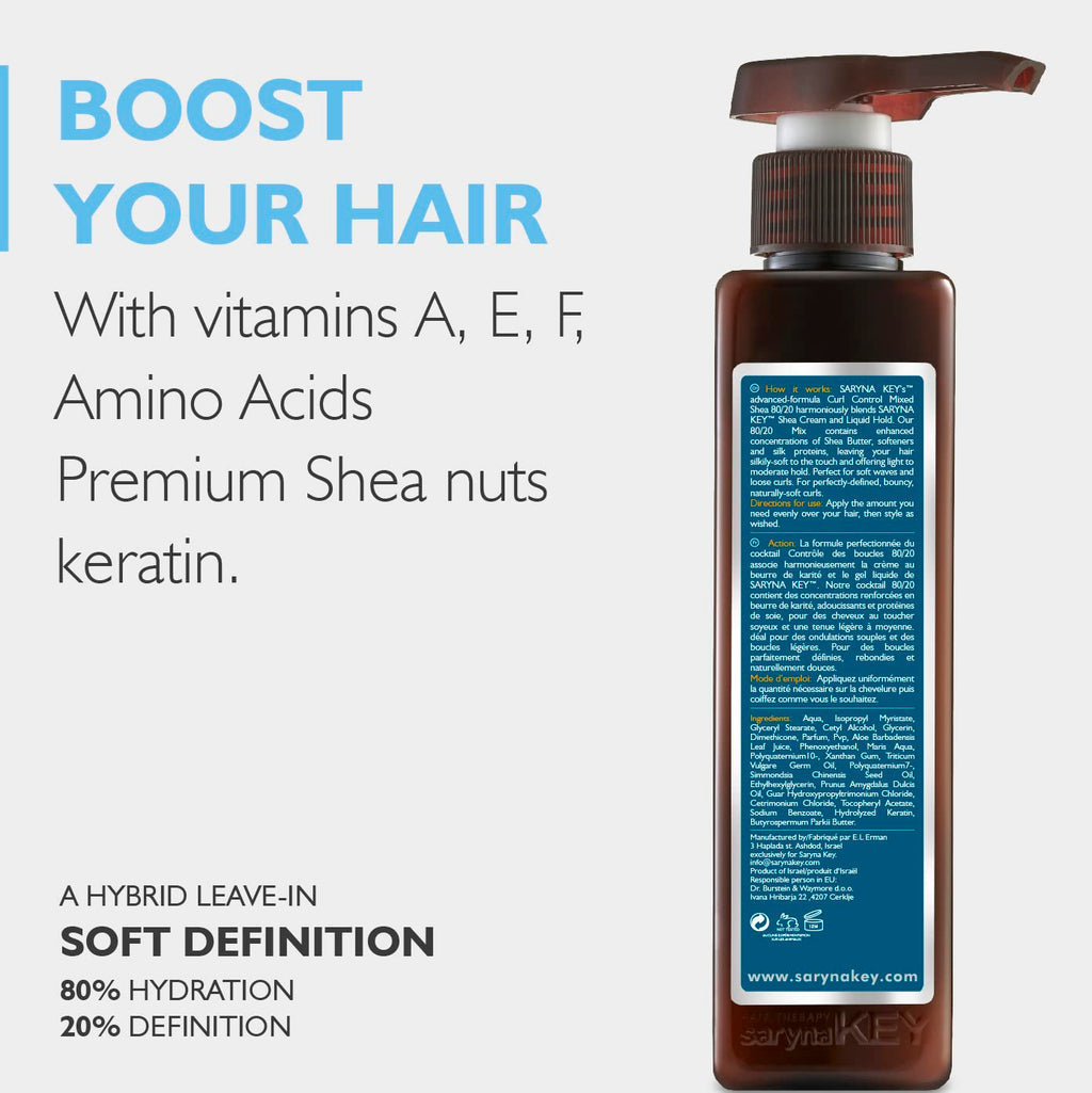 Saryna Key Mixed Shea 80/20% Leave-In Moisturizer – Lightweight Hold for Soft Waves & Loose Curls (300ml/10.14oz)