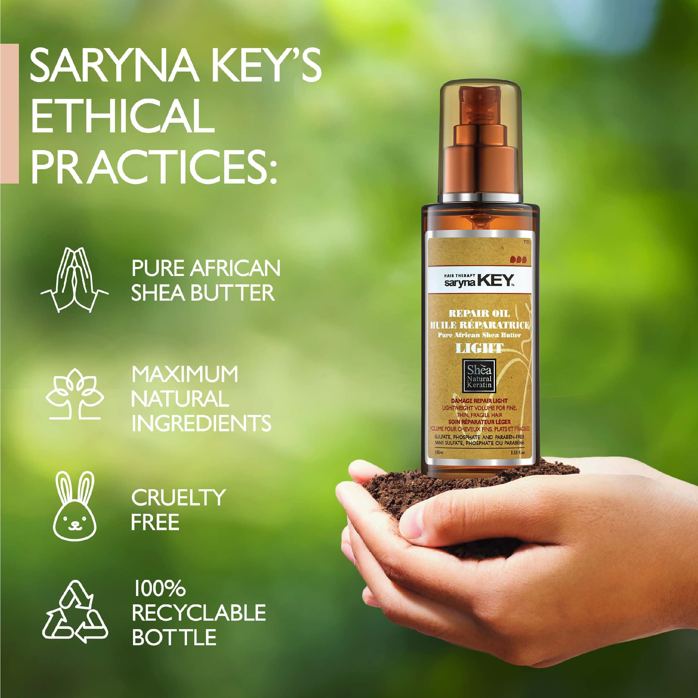 Saryna Key Repair Oil – Shea Butter Hair Serum for Frizz Control, Color-Safe (105ml)
