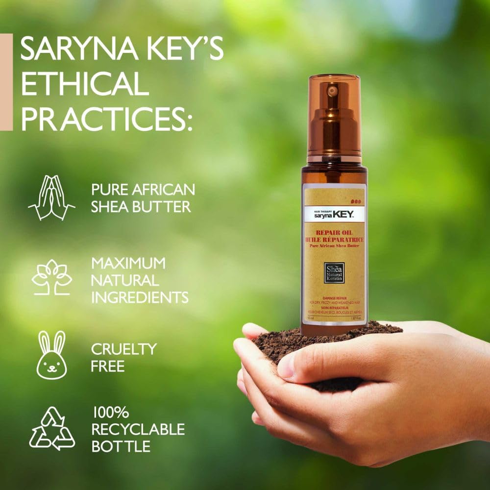 Saryna Key Hair Serum Repair Oil – Shea Butter Treatment for Frizz Control & Color-Safe Shine (1.87 oz)