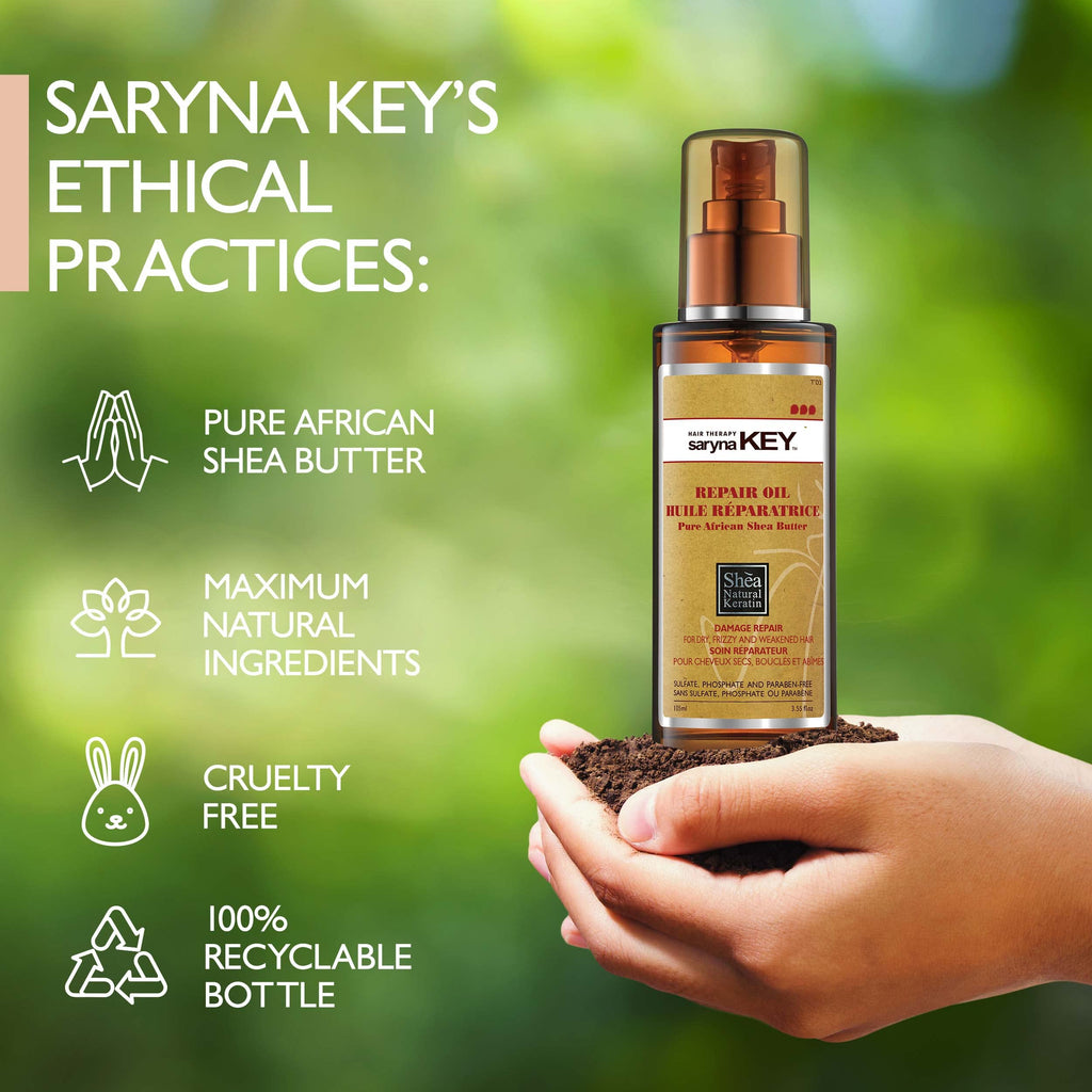 Saryna Key Hair Repair Oil – Shea Butter Serum for Damaged, Frizzy Hair (3.55 oz)
