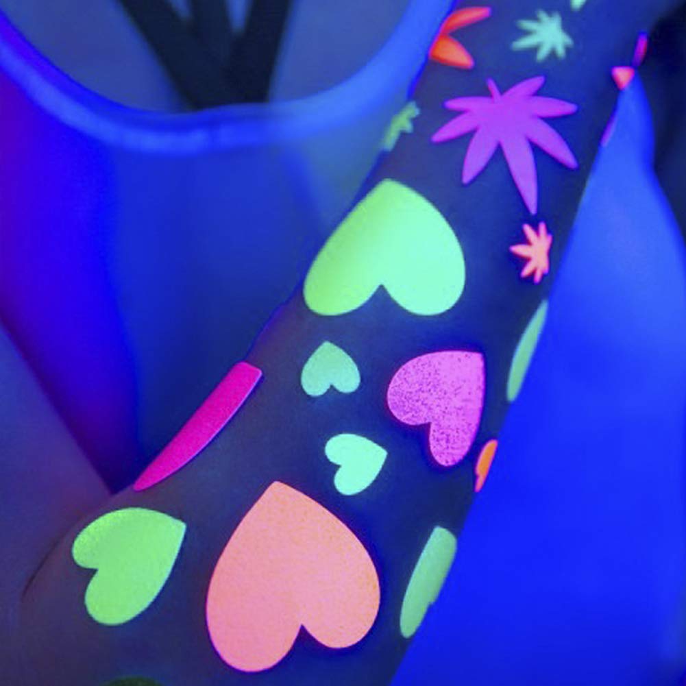 Sasswear Blacklight Heart Stickers - Neon Glow 40-Pack, Made in USA