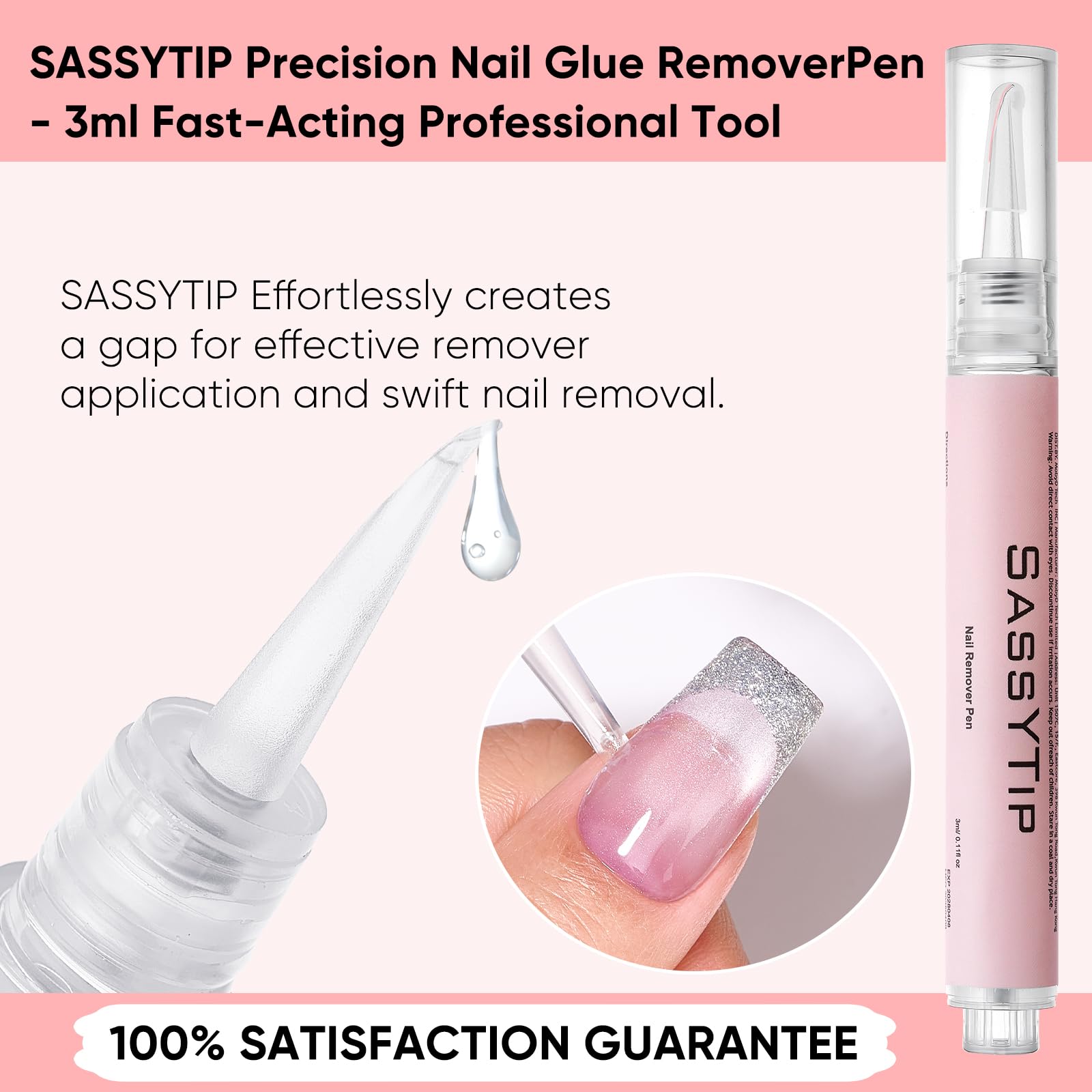 SASSYTIP Nail Glue Remover Pen – Acetone-Free, 30-Second Quick Removal (2 PCS)