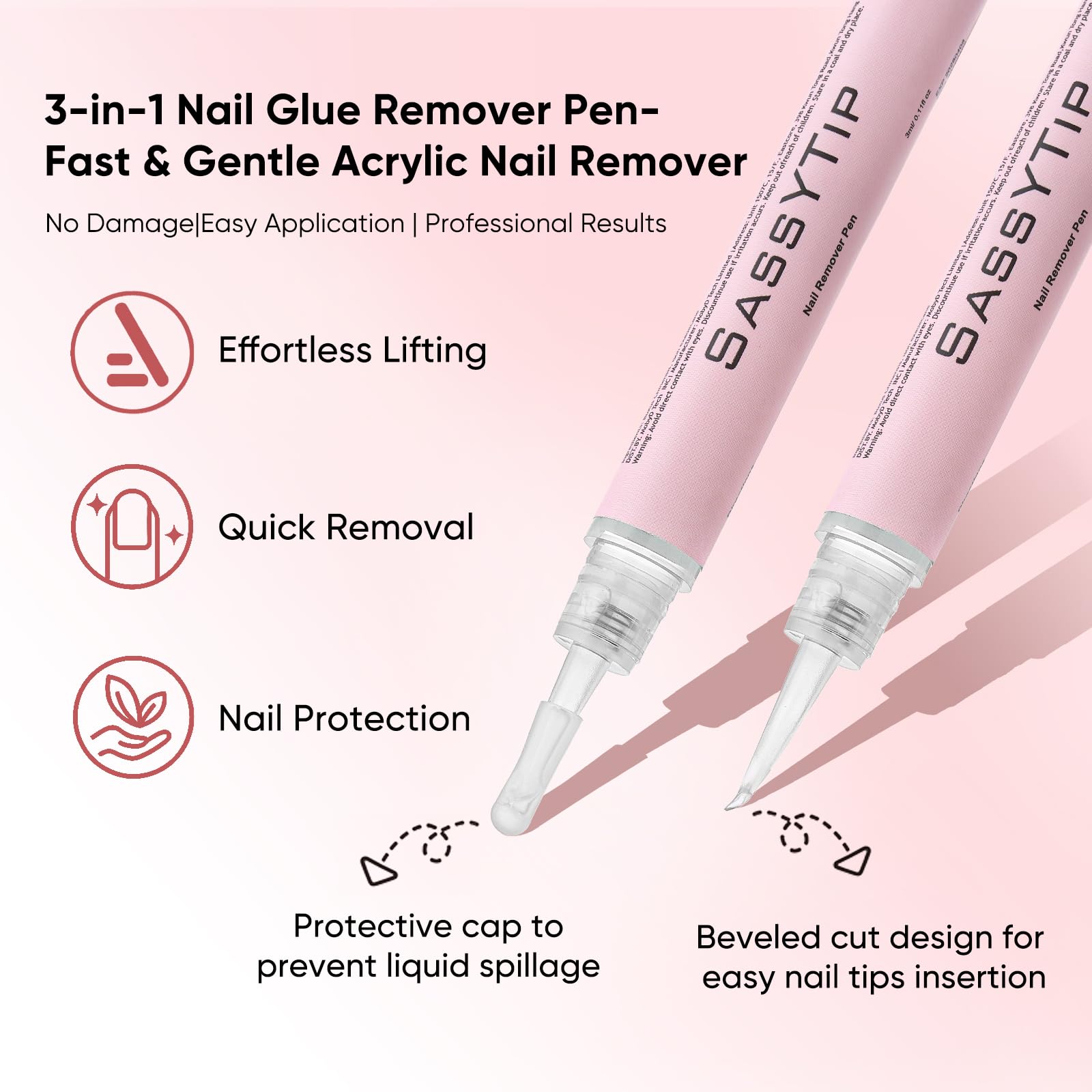 SASSYTIP Nail Glue Remover Pen – Acetone-Free, 30-Second Quick Removal (2 PCS)
