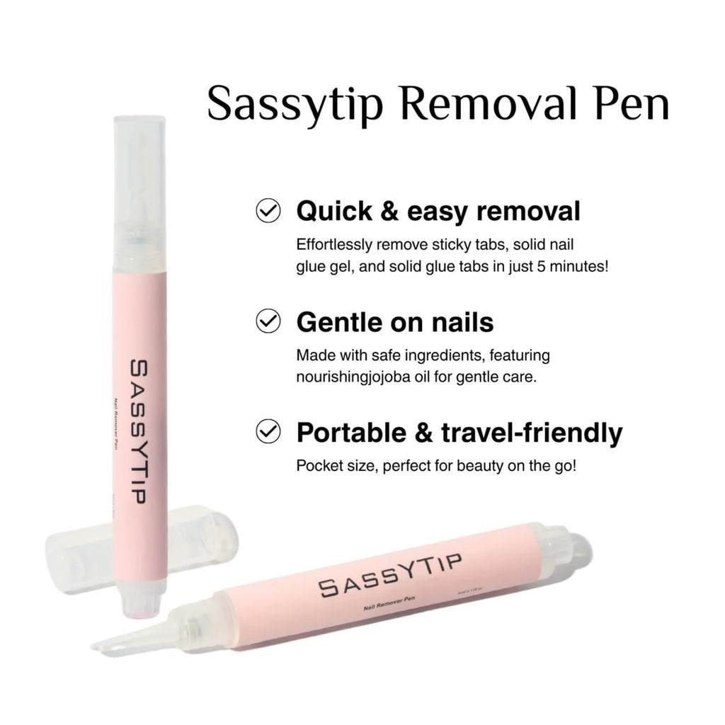 SASSYTIP Nail Glue Remover Pen – Acetone-Free, 30-Second Quick Removal (2 PCS)