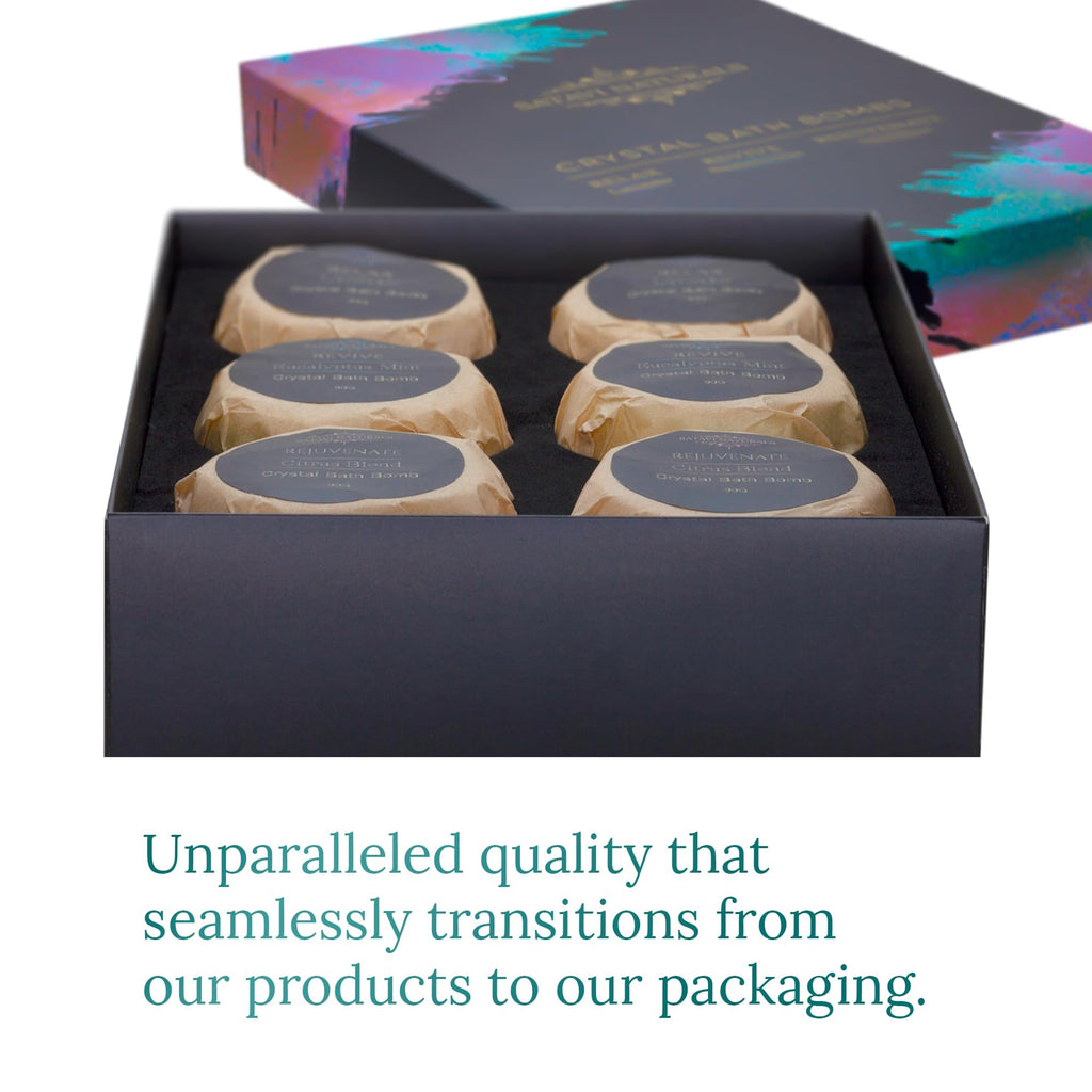 Satavi Naturals Crystal Bath Bombs Gift Set (6-Pack) – Aromatherapy Geode Bath Fizzies with Nourishing Salts
