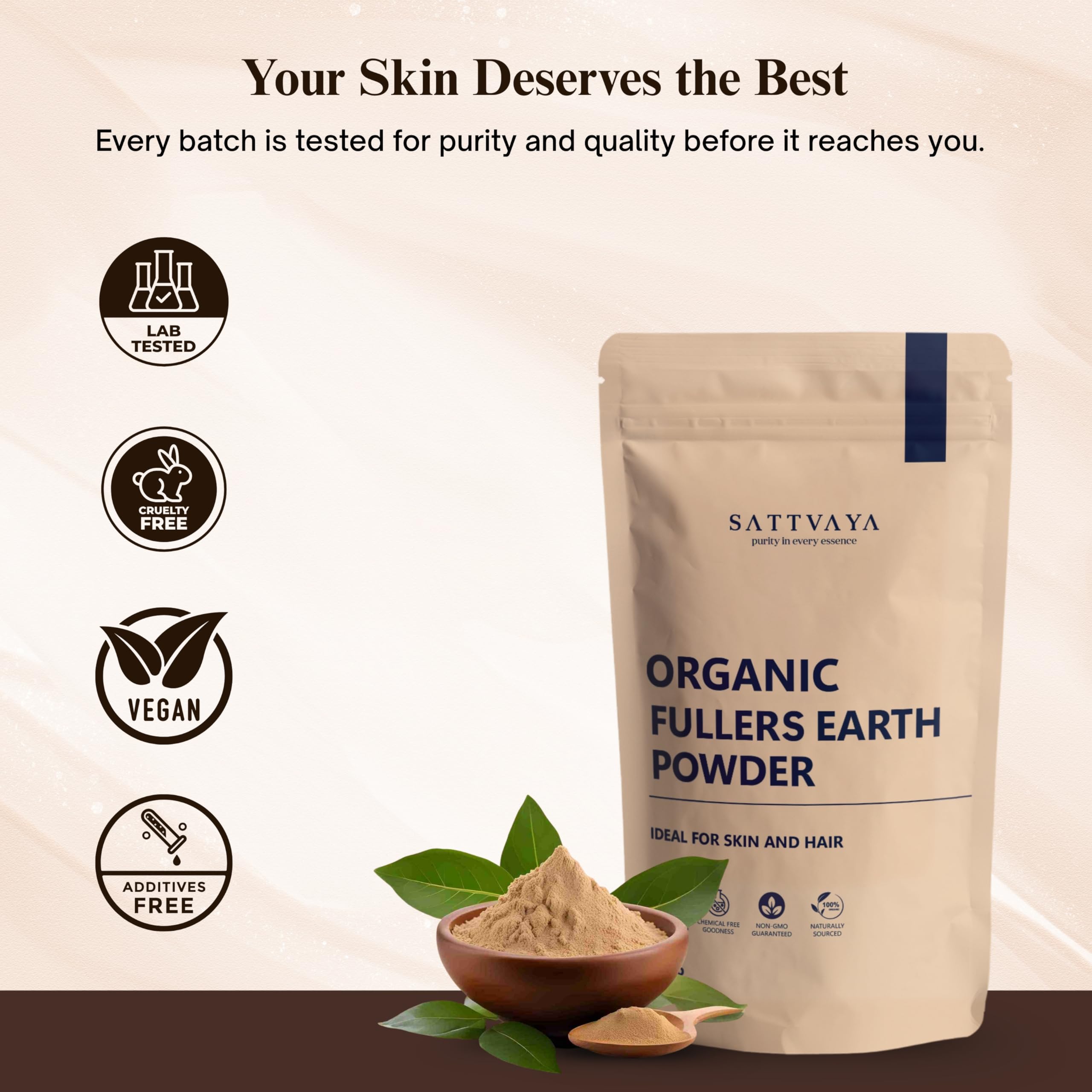 SATTVAYA Multani Mitti Powder – Pure Fuller’s Earth Face Pack for Oily Skin & Deep Cleansing