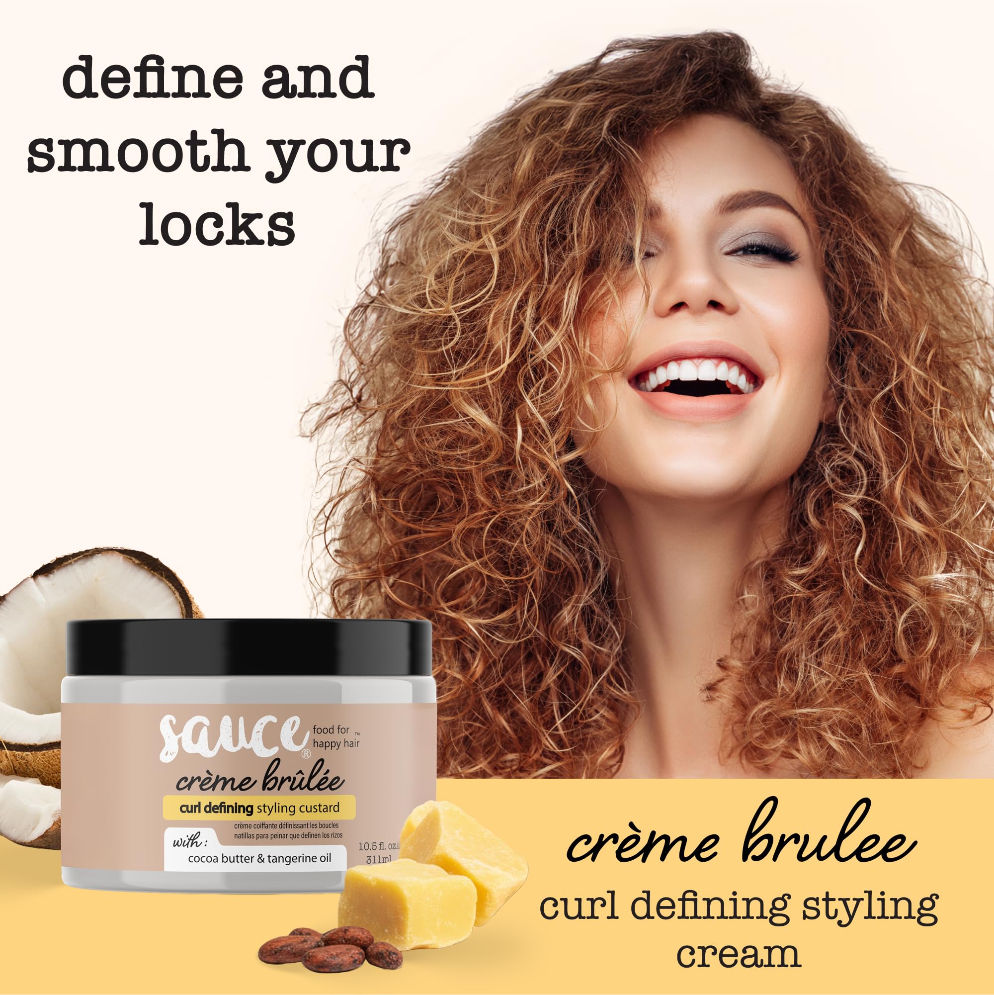 SAUCE BEAUTY Crème Brulee Curl Custard – Frizz Control & Curl Defining Cream for Wavy & Coily Hair