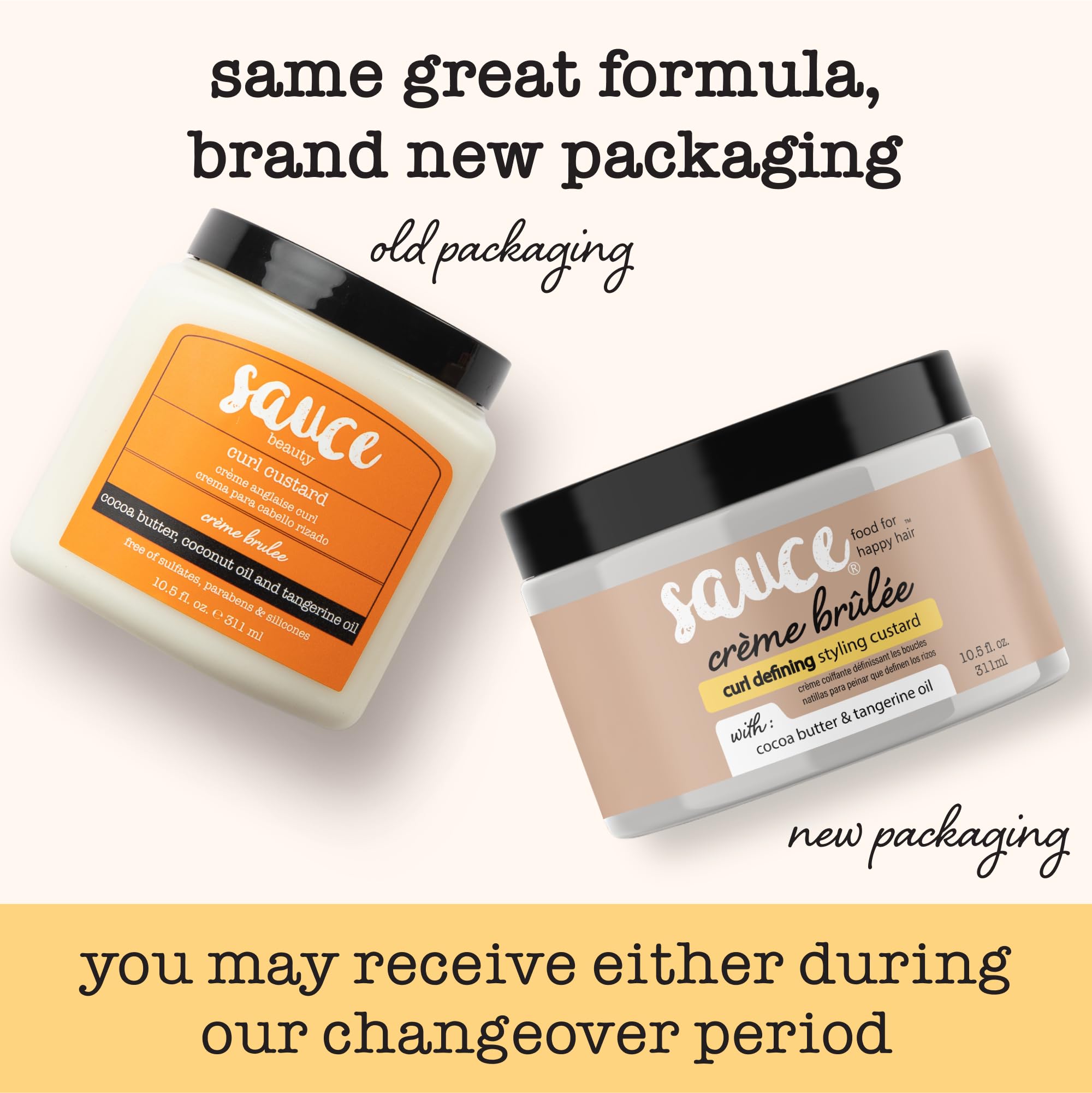 SAUCE BEAUTY Crème Brulee Curl Custard – Frizz Control & Curl Defining Cream for Wavy & Coily Hair