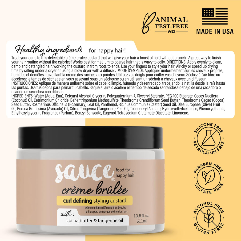 SAUCE BEAUTY Crème Brulee Curl Custard – Frizz Control & Curl Defining Cream for Wavy & Coily Hair