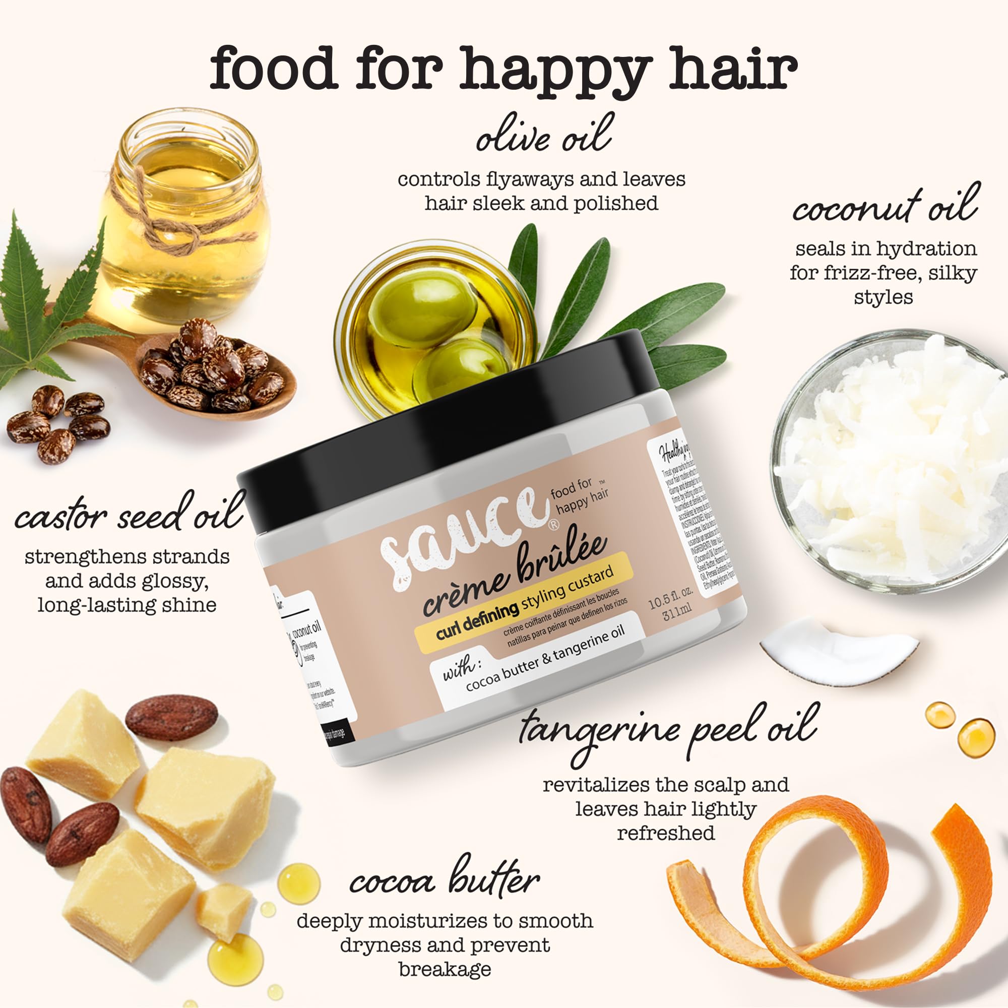 SAUCE BEAUTY Crème Brulee Curl Custard – Frizz Control & Curl Defining Cream for Wavy & Coily Hair