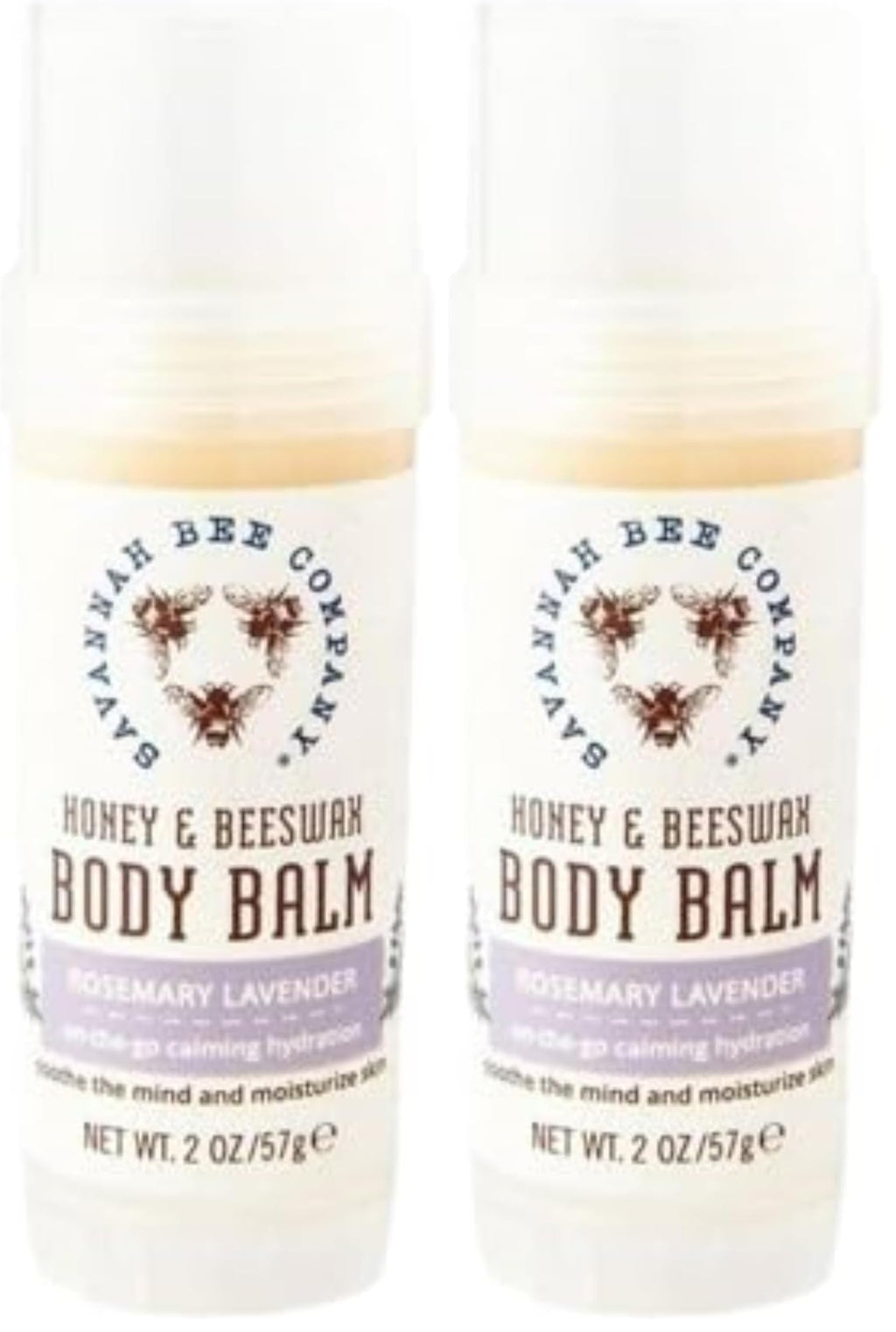 Savannah Bee Company Rosemary Lavender Body Balm – Deep Moisturizing, Mess-Free (2-Pack)
