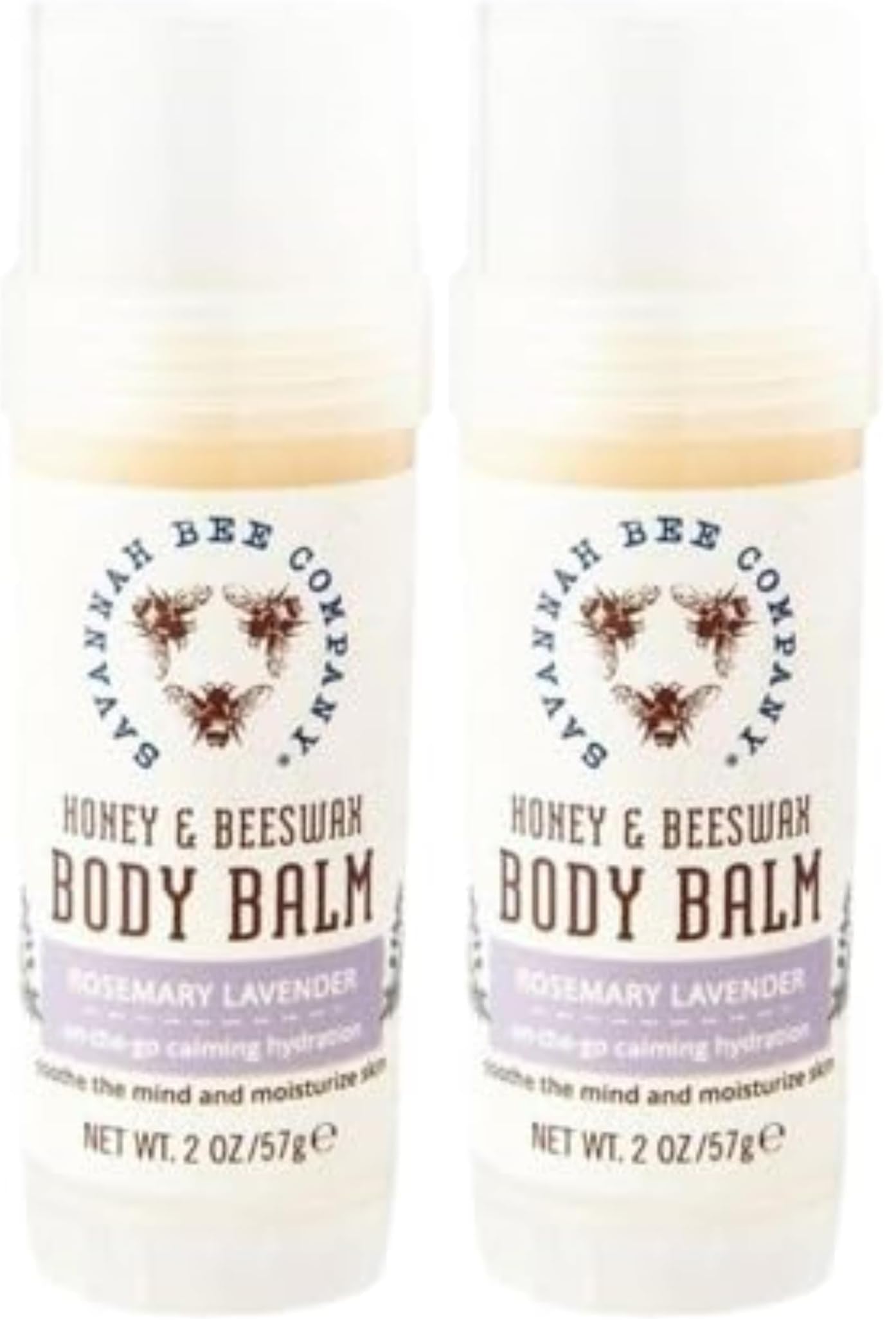 Savannah Bee Company Rosemary Lavender Body Balm – Deep Moisturizing, Mess-Free (2-Pack)