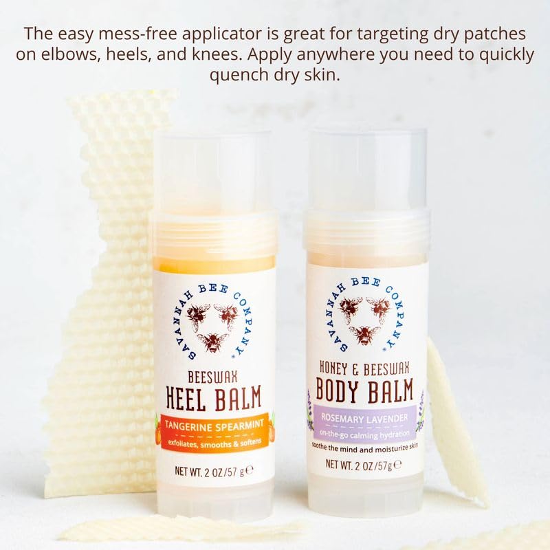 Savannah Bee Company Rosemary Lavender Body Balm – Deep Moisturizing, Mess-Free (2-Pack)