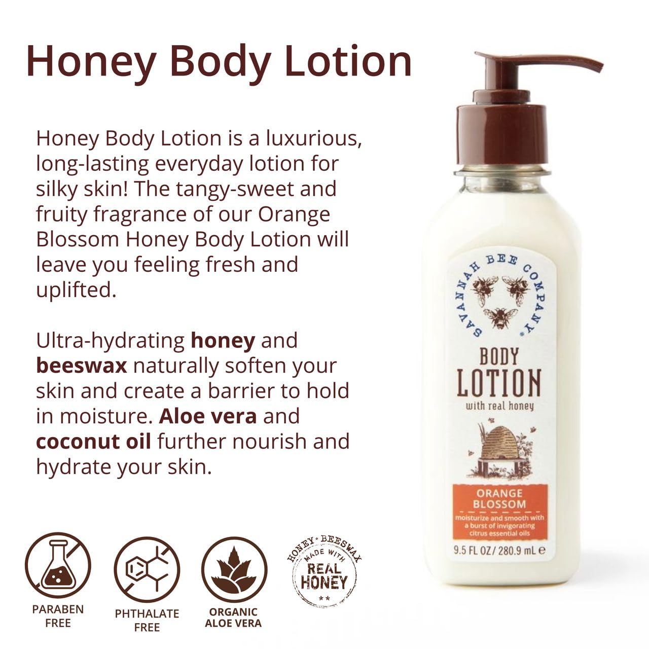 Savannah Bee Company Honey Body Lotion – All Natural Moisturizer for Women & Men