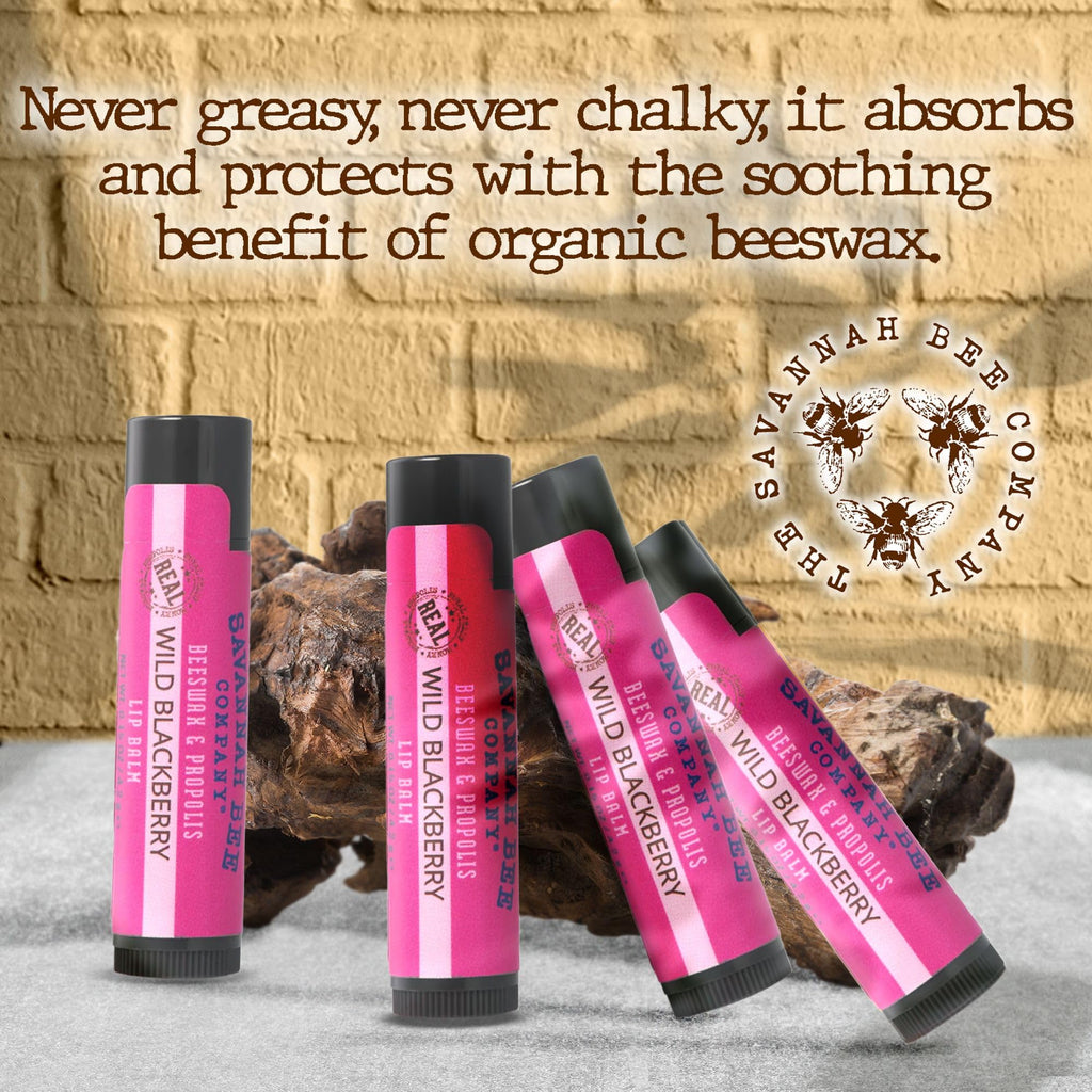 Savannah Bee Company Lip Balm – Silky Smooth Wild Blackberry (3-Pack)