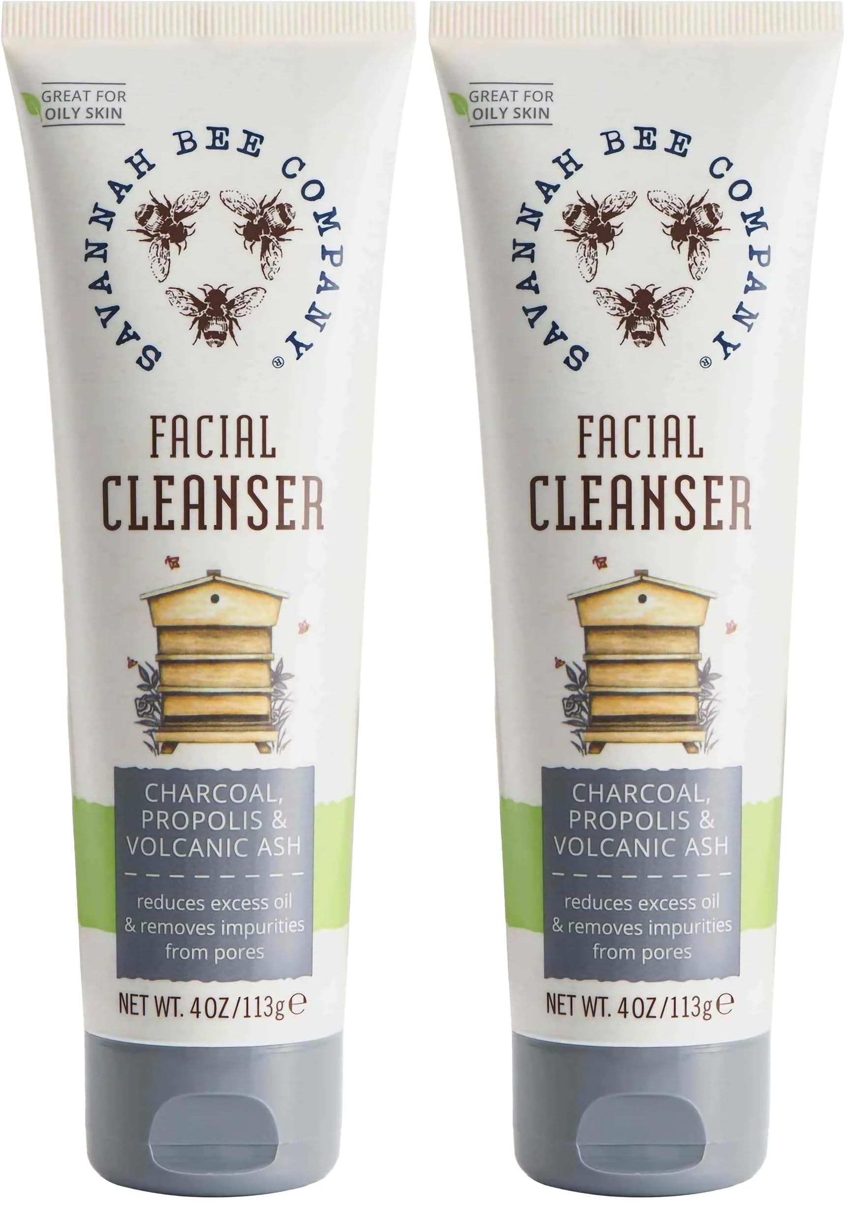 Savannah Bee Propolis Extract Cleanser - Volcanic Ash & Charcoal (Pack of 2)